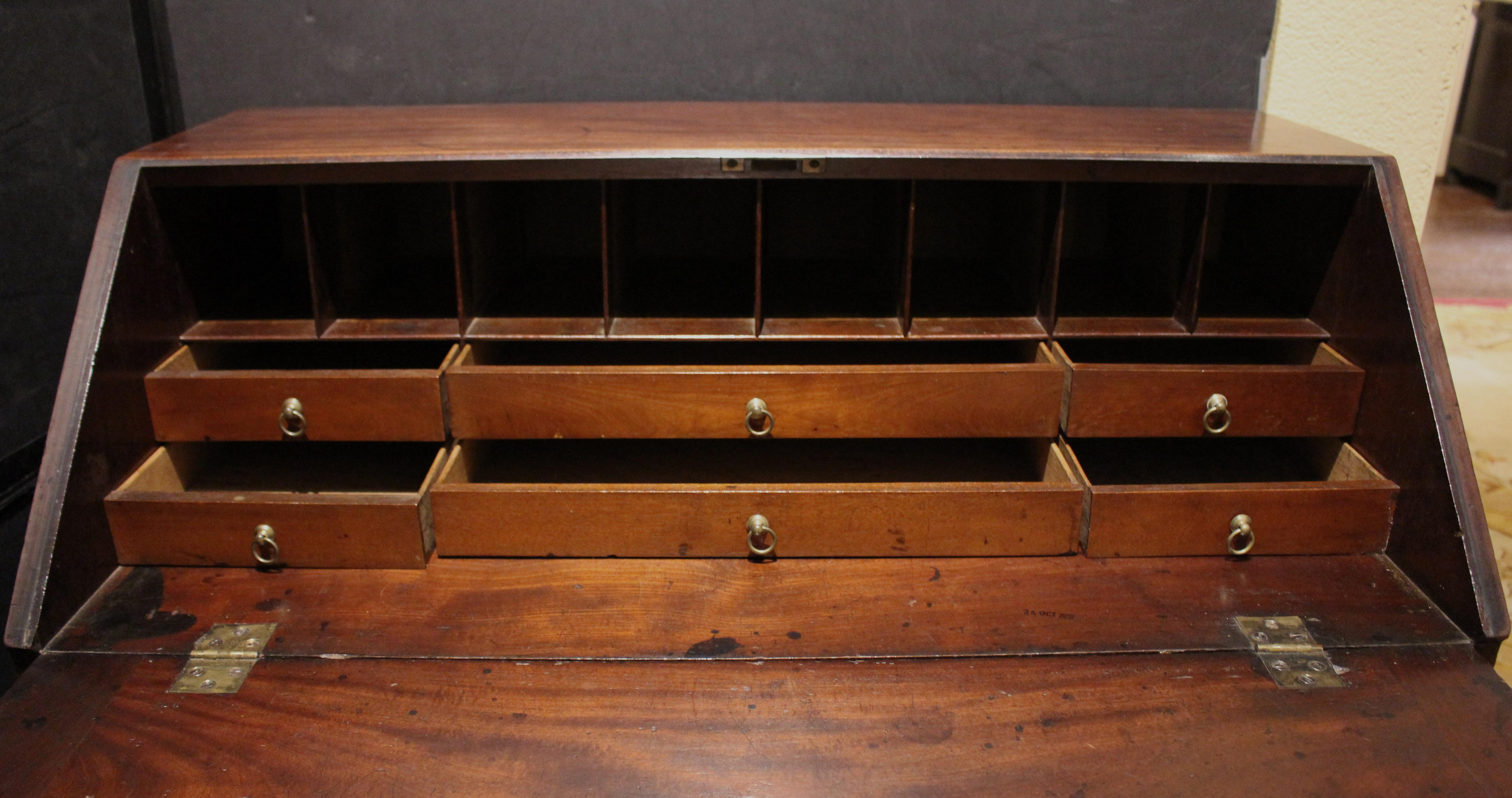 Mid-18th Century Circa 1750 Early George III Period Slant Front Bureau Desk For Sale