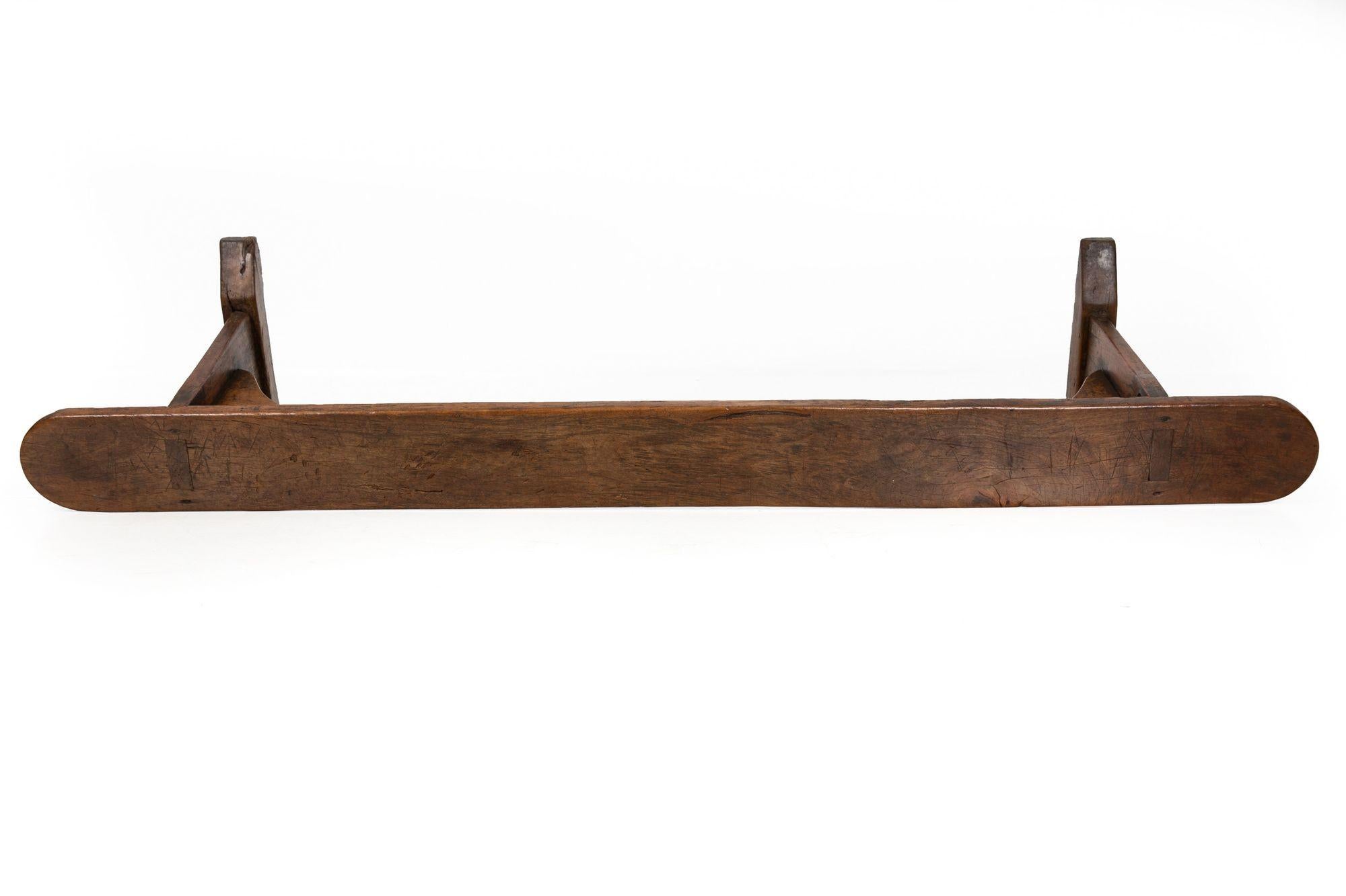 circa 1750 English Georgian Patinated and Worn Elm Trestle Bench For Sale 8
