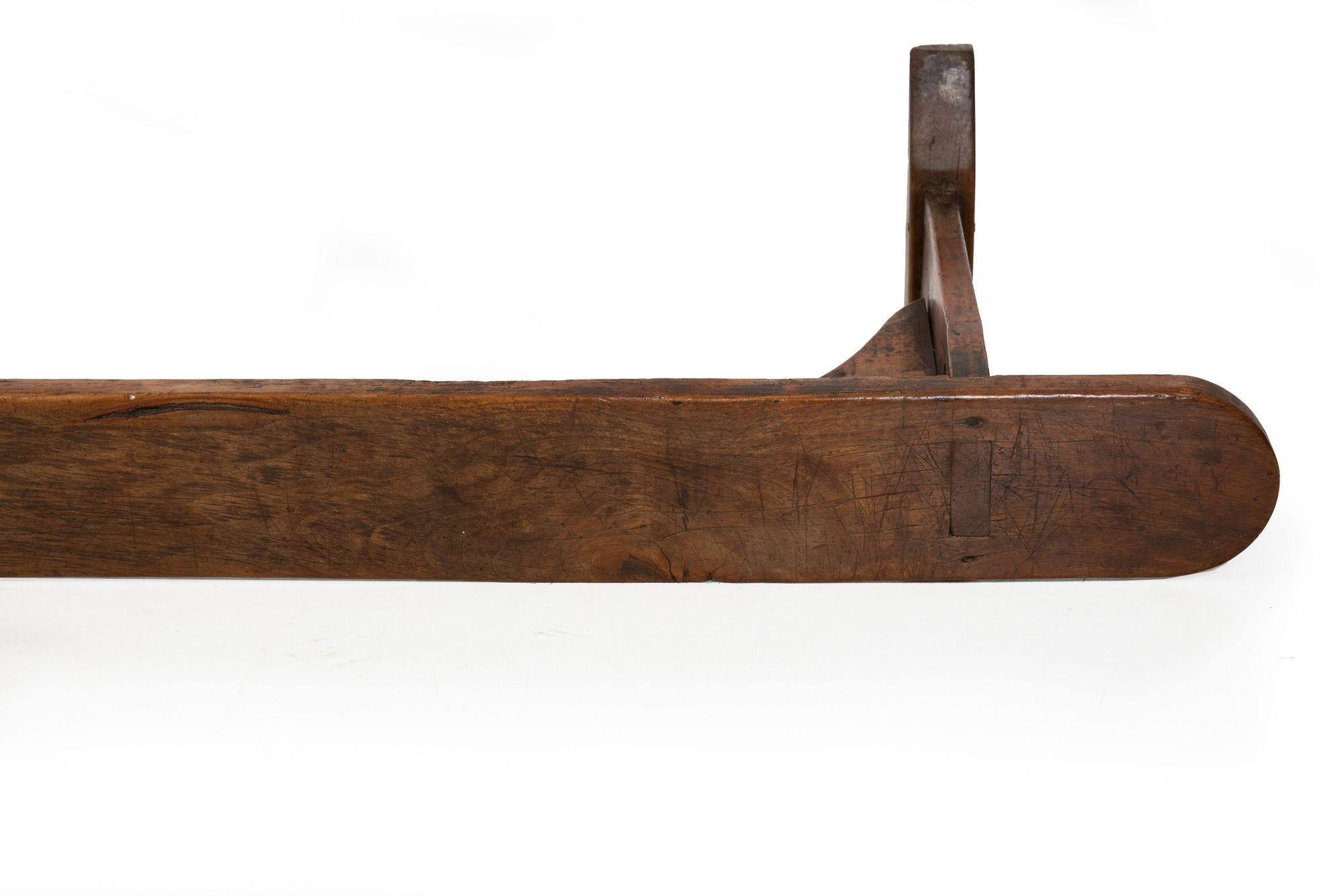 circa 1750 English Georgian Patinated and Worn Elm Trestle Bench For Sale 9