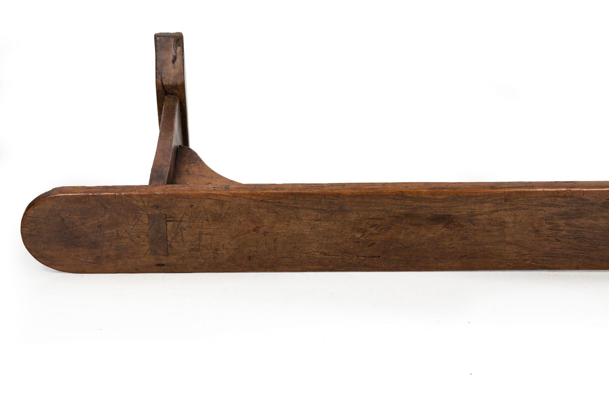 circa 1750 English Georgian Patinated and Worn Elm Trestle Bench For Sale 10