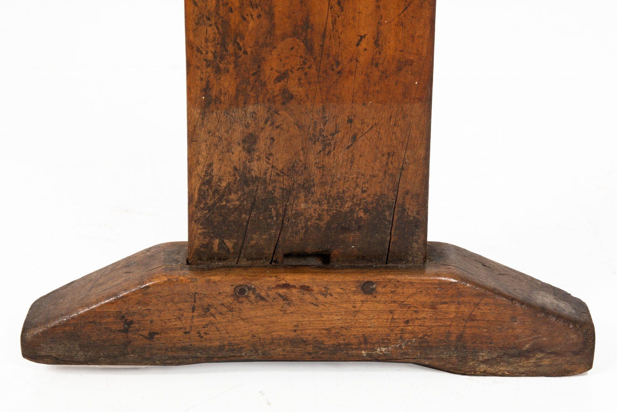 circa 1750 English Georgian Patinated and Worn Elm Trestle Bench For Sale 13