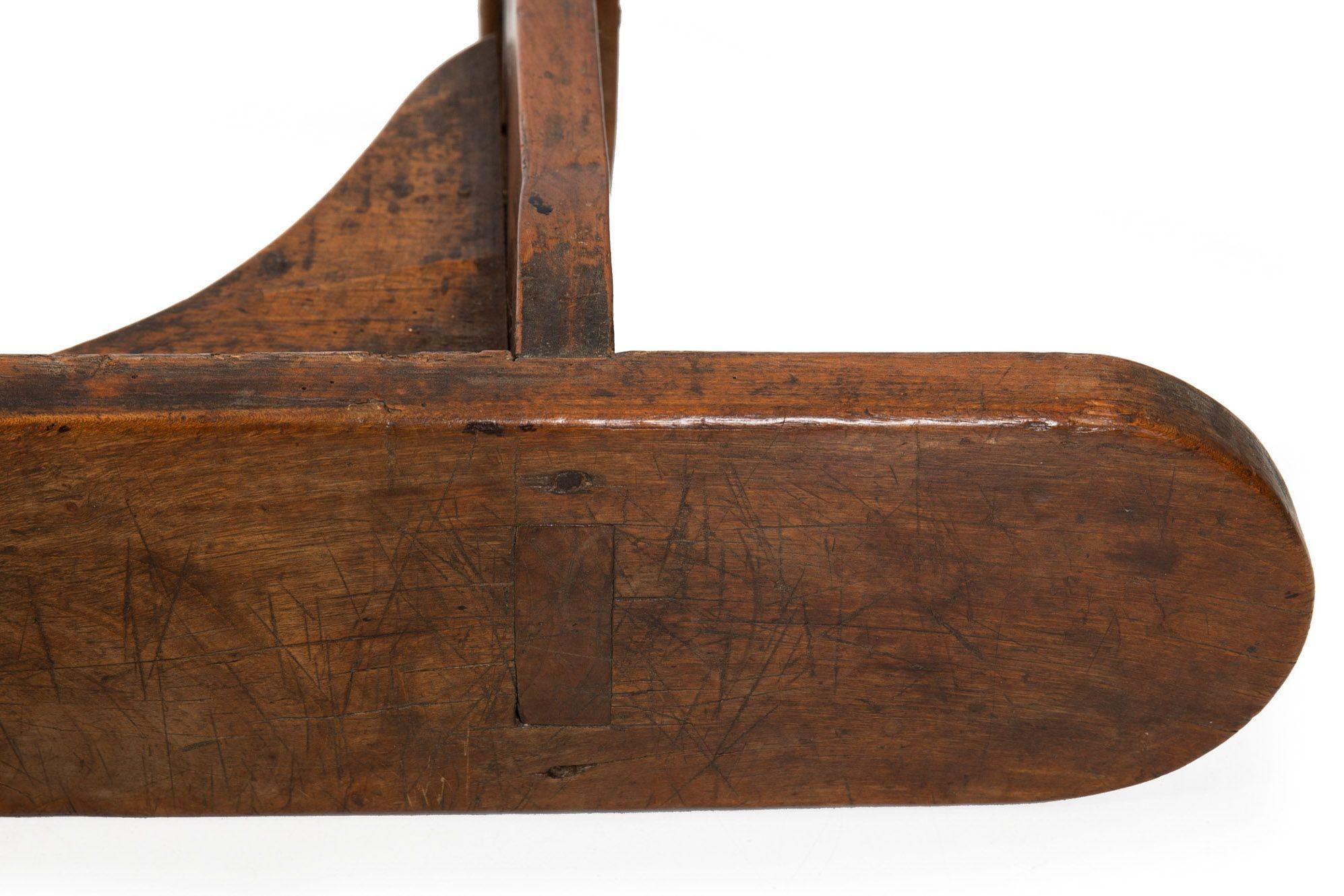 circa 1750 English Georgian Patinated and Worn Elm Trestle Bench For Sale 15