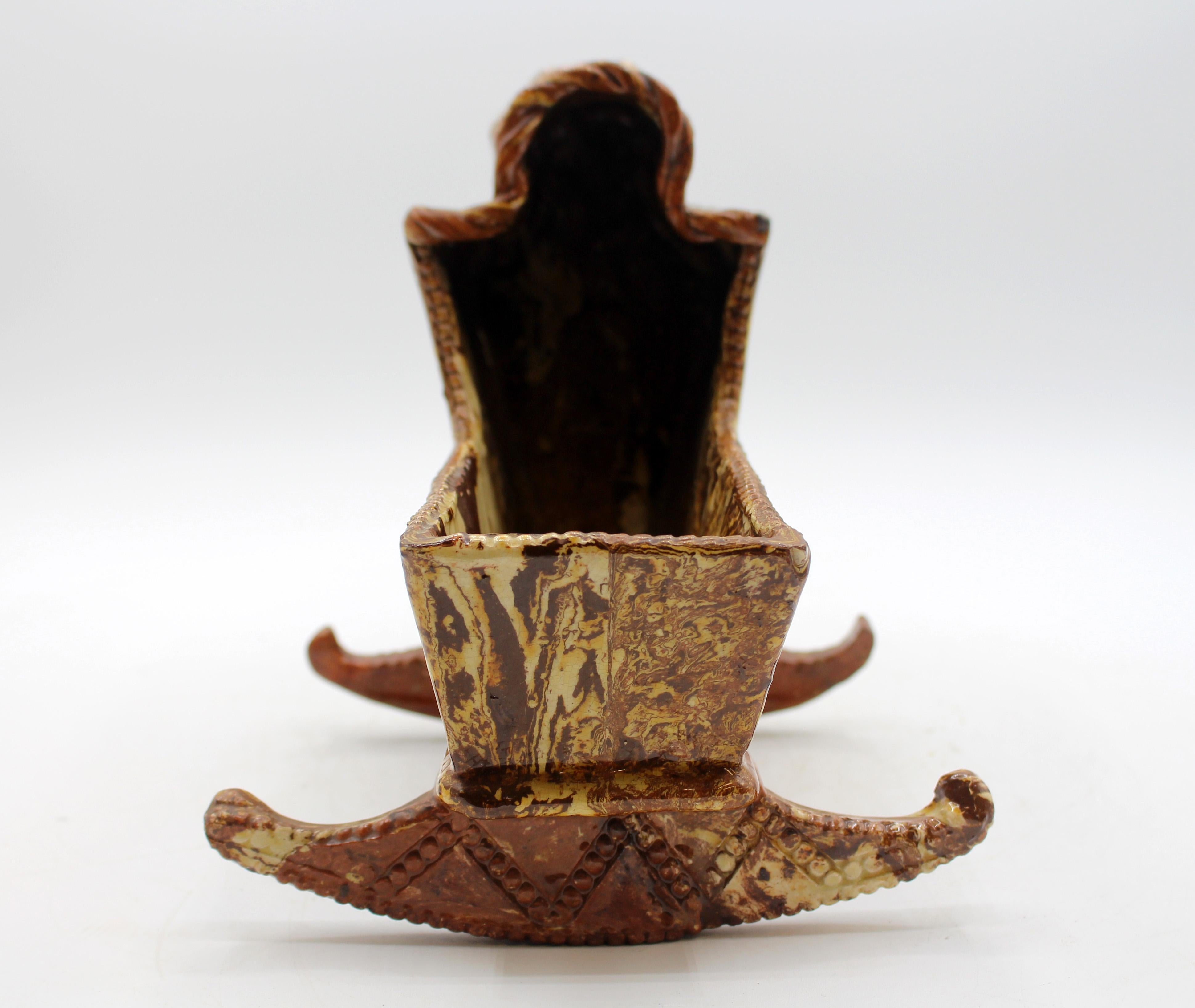 Circa 1750 English Miniature Pottery Cradle For Sale 3