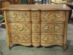 Circa 1750 French Crossbow Front Commode in Lightly Scrubbed Walnut