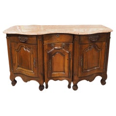 Circa 1750 French Louis XV Period Walnut and Marble Bureau or Petit Buffet