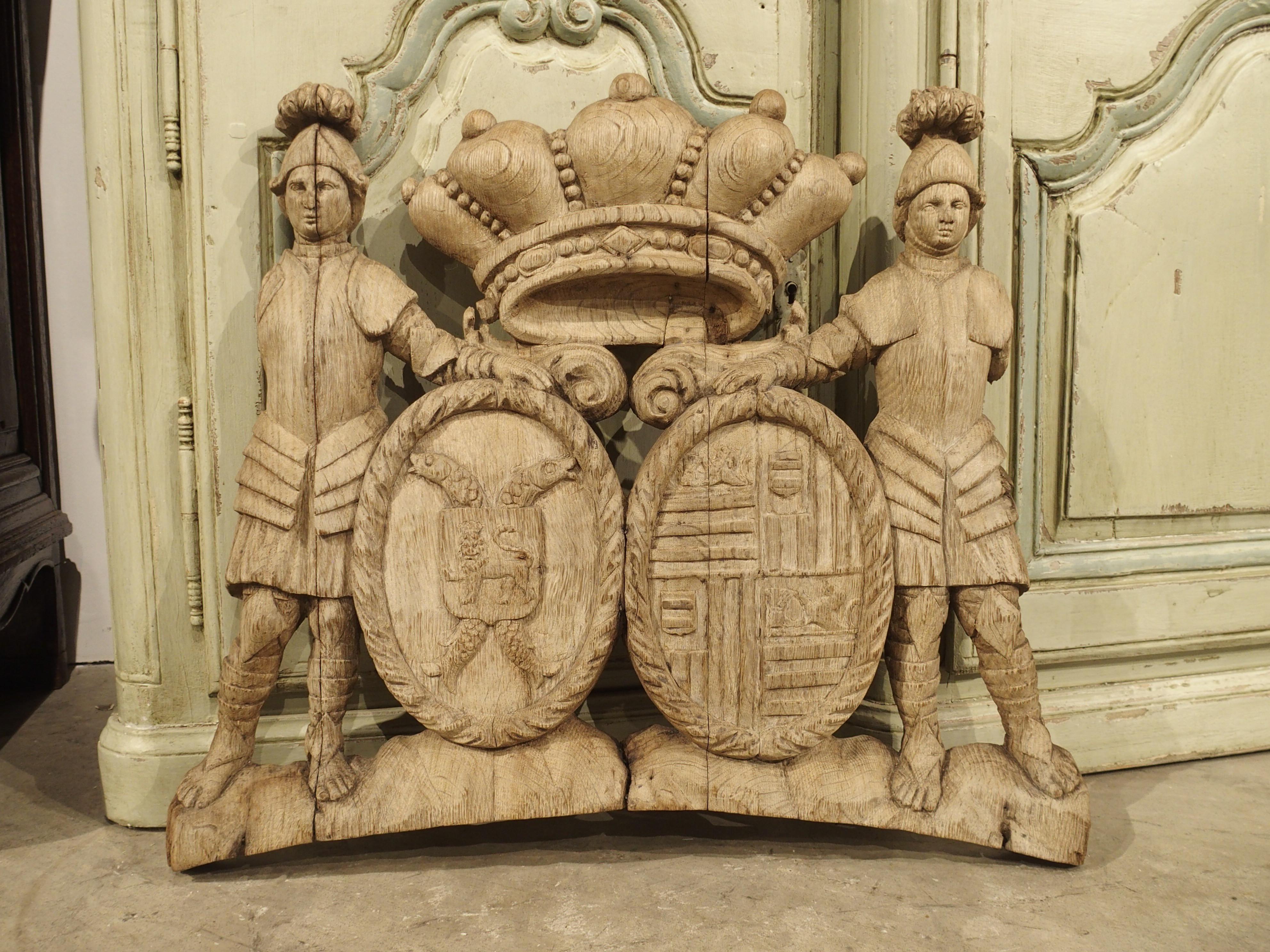 Circa 1750 French Oak Coat of Arms Carving 11