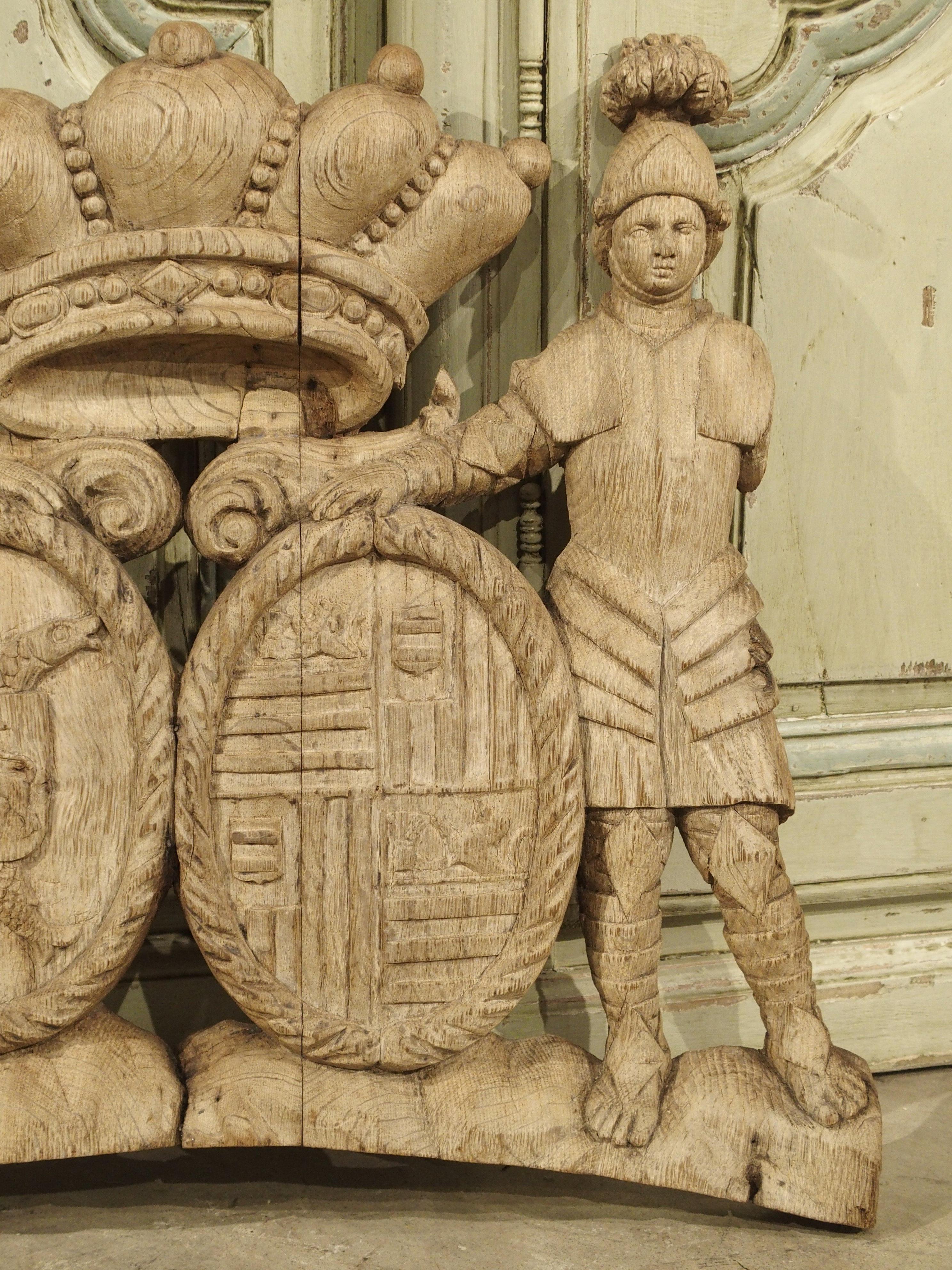 Circa 1750 French Oak Coat of Arms Carving In Good Condition In Dallas, TX
