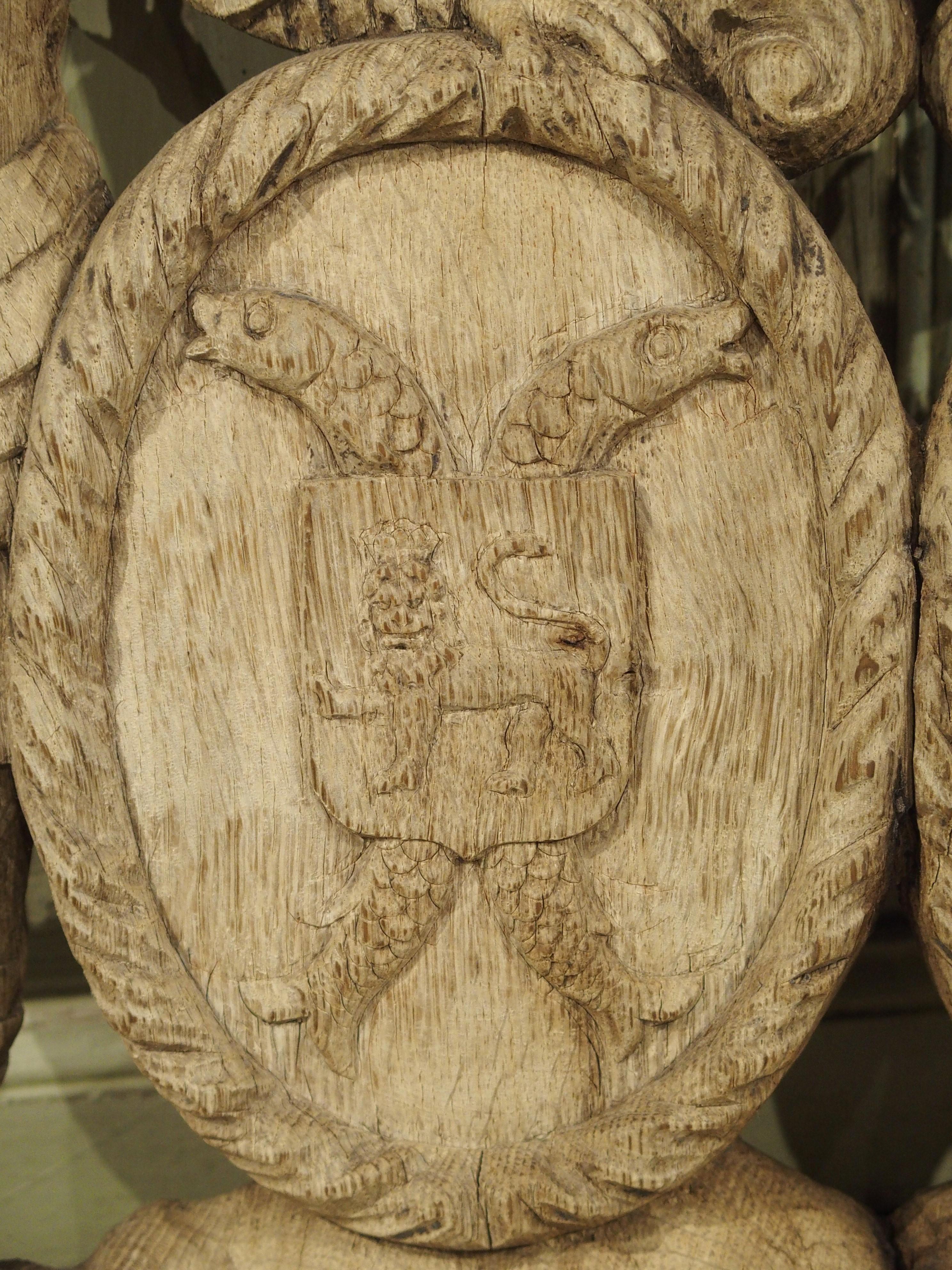 Circa 1750 French Oak Coat of Arms Carving 2