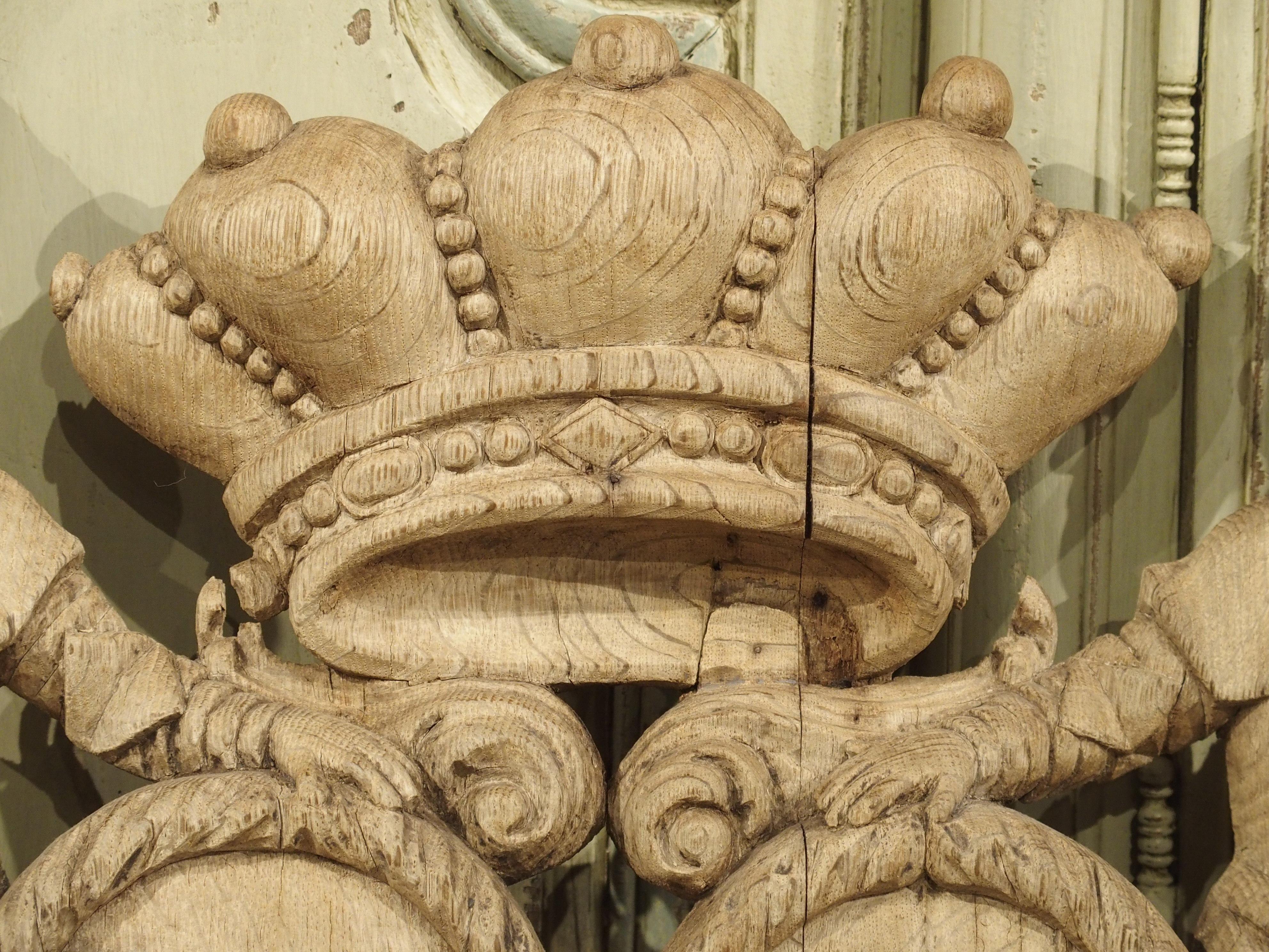 Circa 1750 French Oak Coat of Arms Carving 4