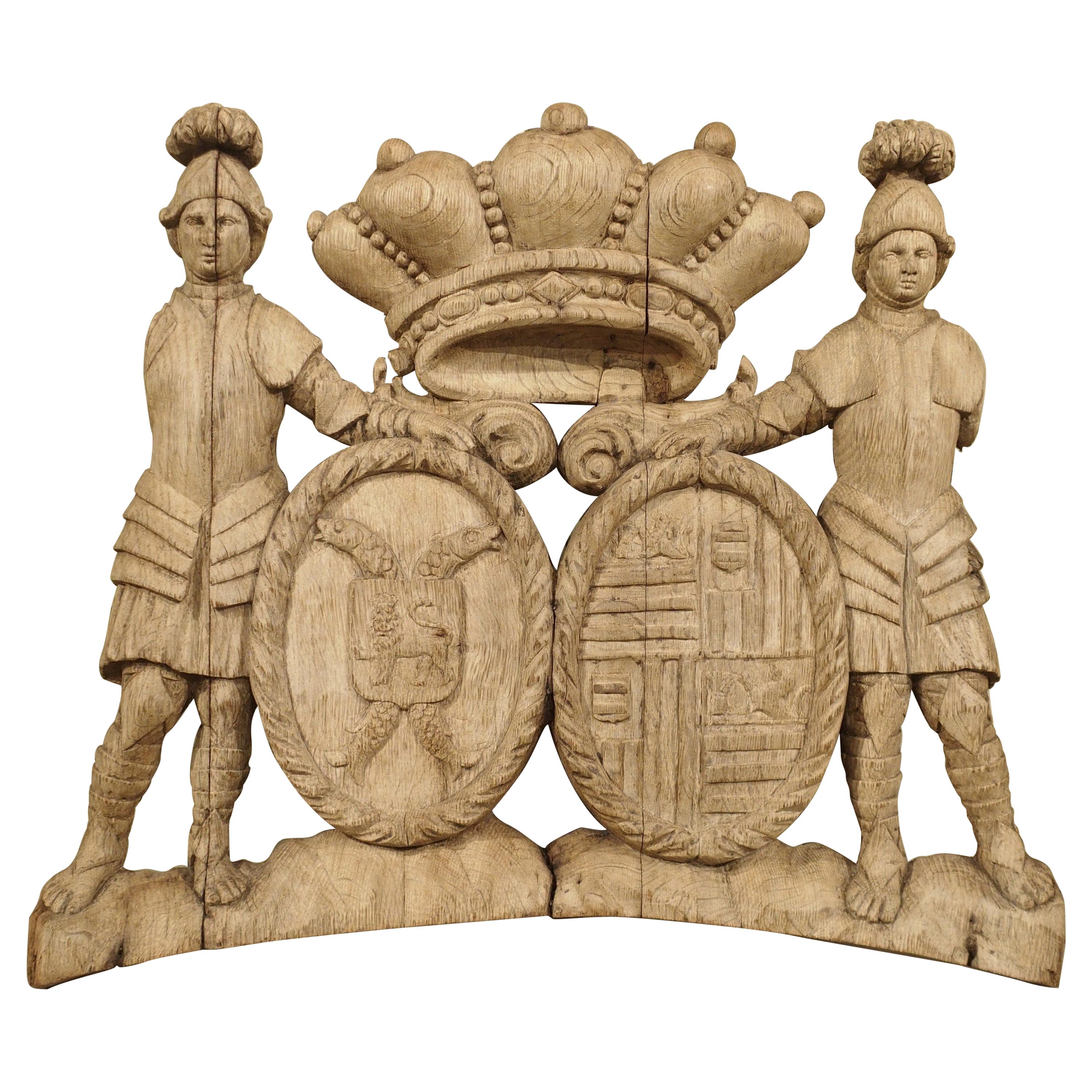 Circa 1750 French Oak Coat of Arms Carving