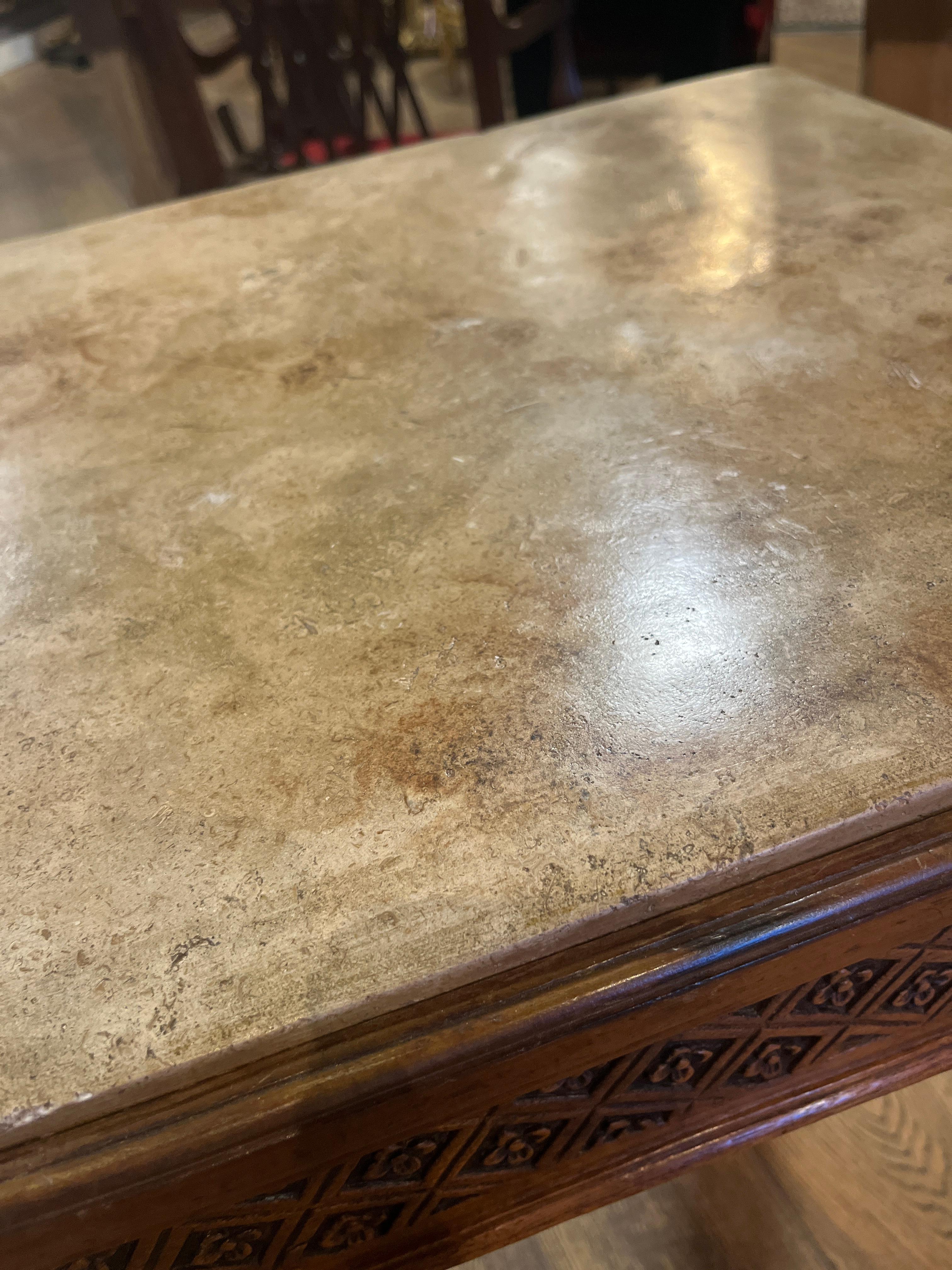 Stone Circa 1750 Louis XV Epoque Walnut Table For Sale