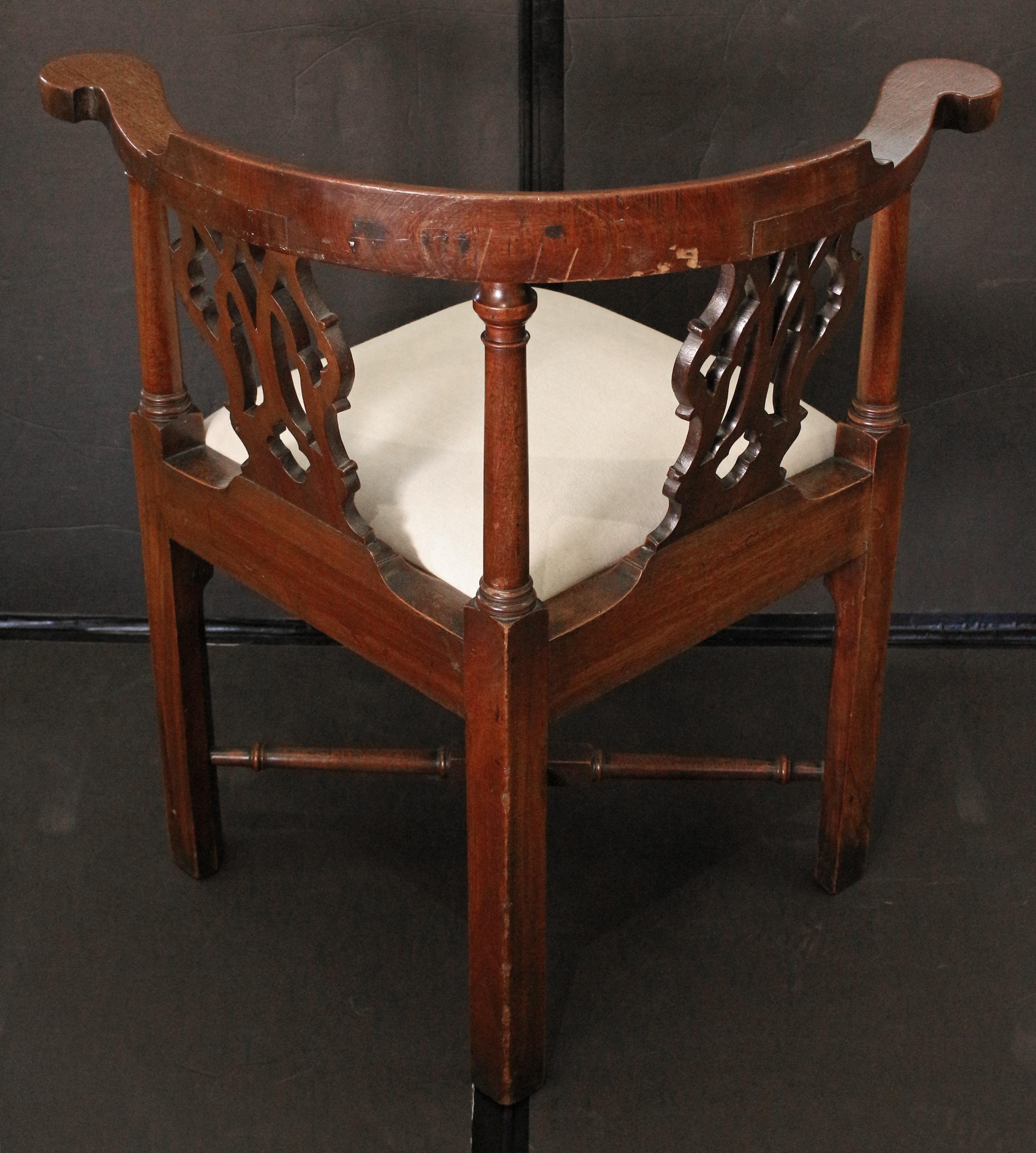 Upholstery Circa 1760-80 George III Period English Corner Chair For Sale