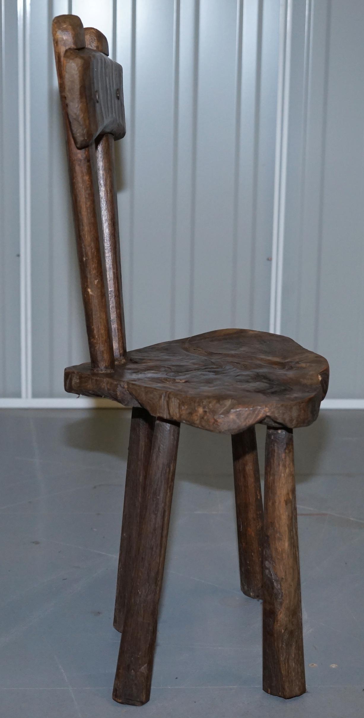 Burr Chestnut Hand Carved Primate French Milking or Children's Chair circa 1760  For Sale 4