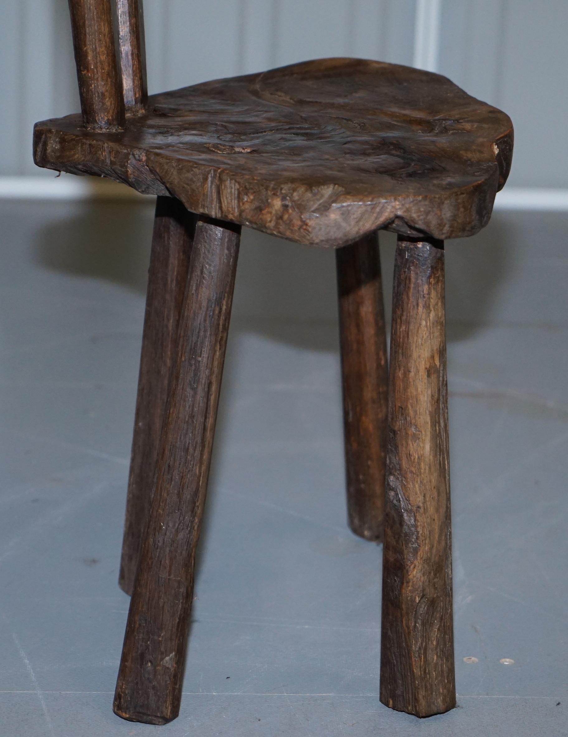Burr Chestnut Hand Carved Primate French Milking or Children's Chair circa 1760 For Sale 4