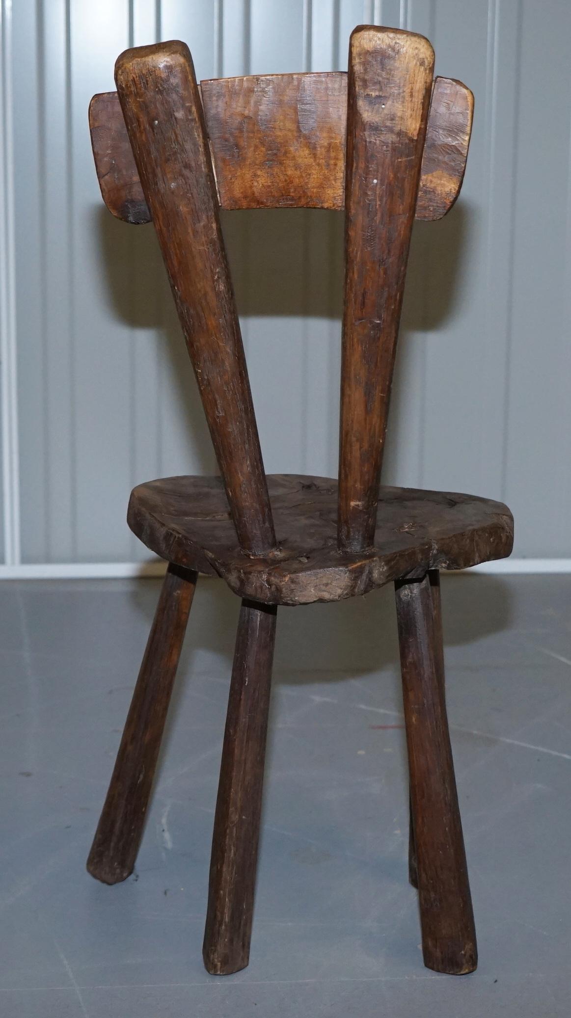 Burr Chestnut Hand Carved Primate French Milking or Children's Chair circa 1760  For Sale 6