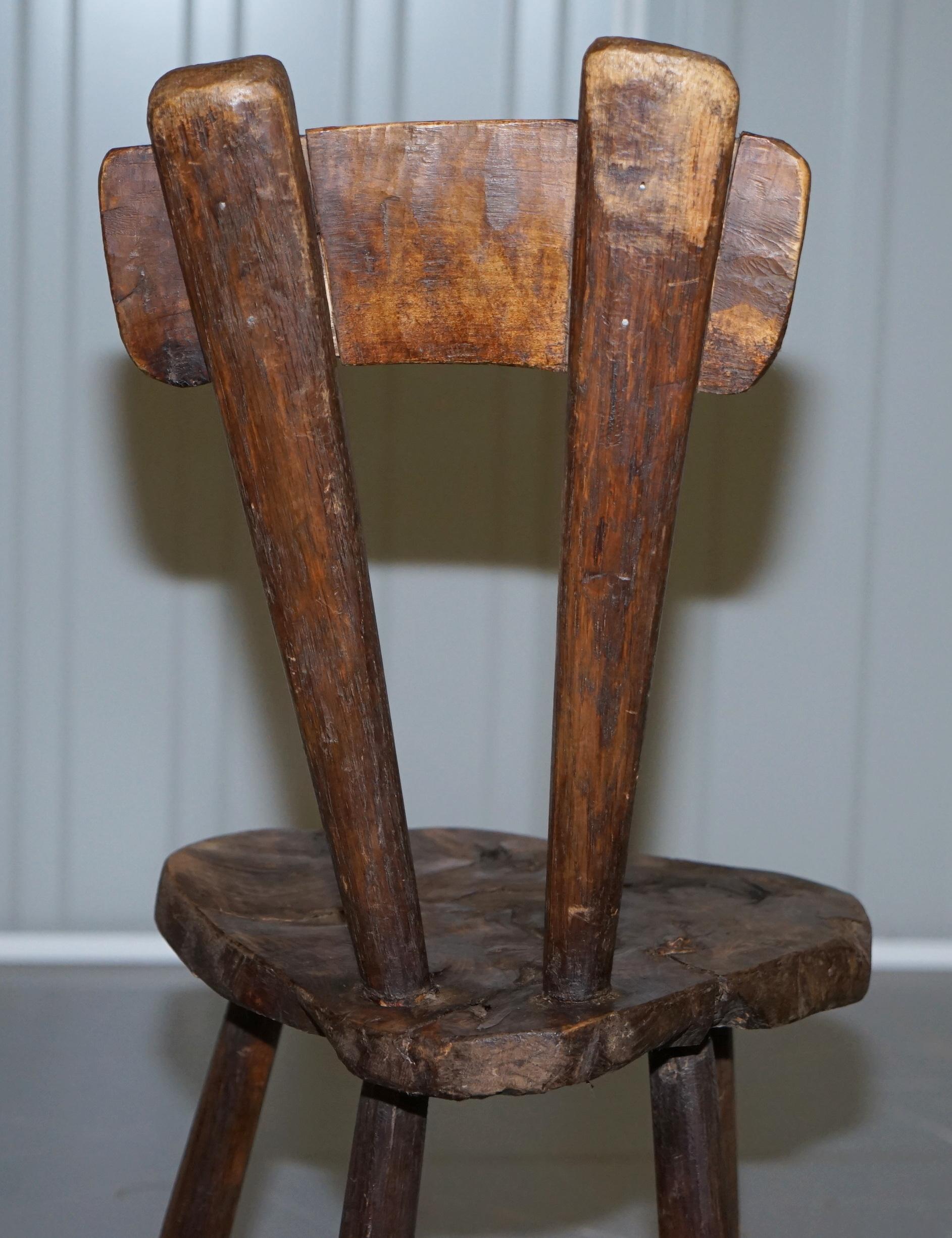 Burr Chestnut Hand Carved Primate French Milking or Children's Chair circa 1760 For Sale 6
