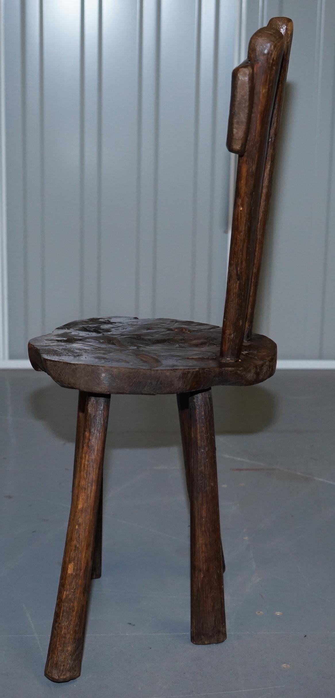 Burr Chestnut Hand Carved Primate French Milking or Children's Chair circa 1760  For Sale 9