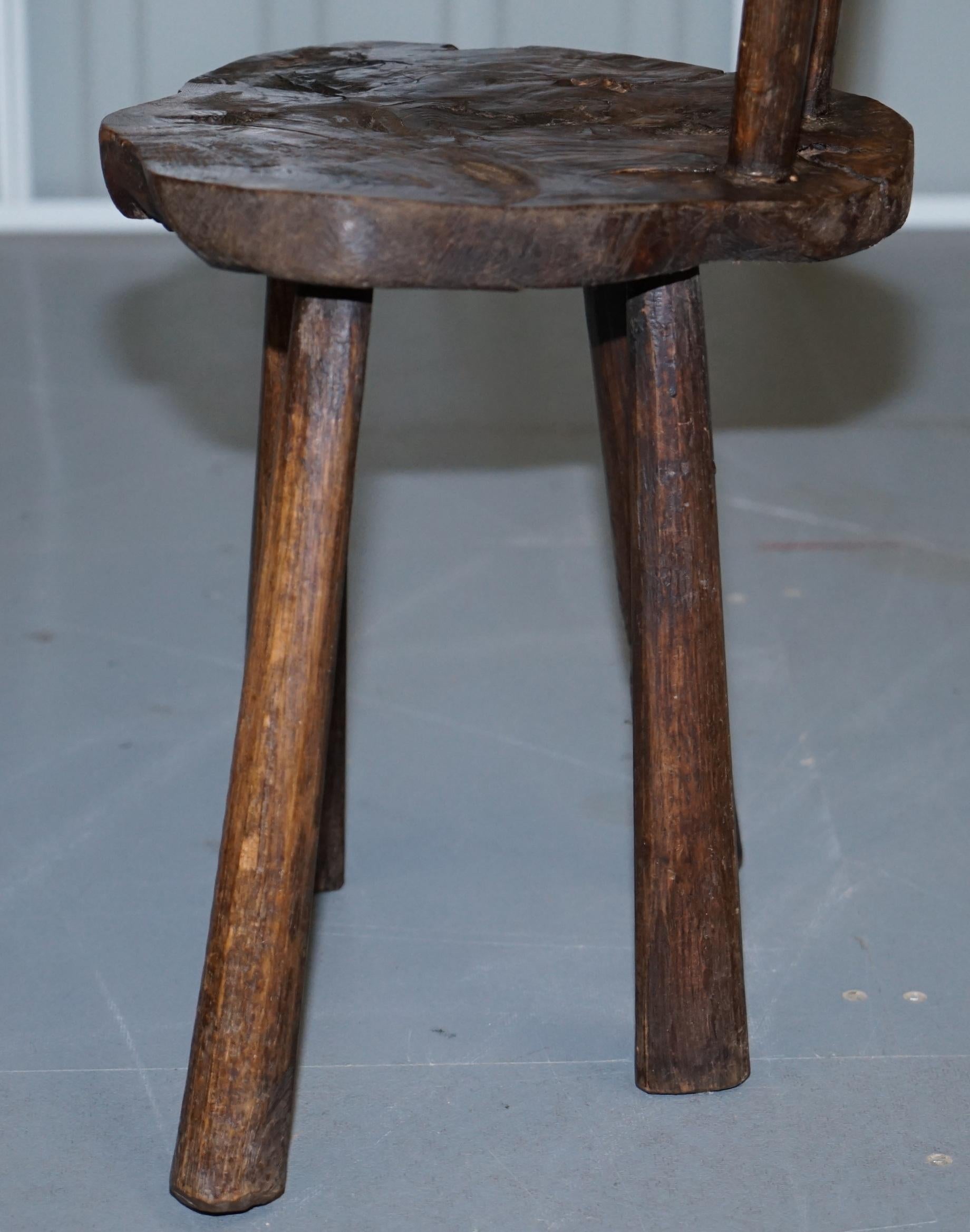 Burr Chestnut Hand Carved Primate French Milking or Children's Chair circa 1760 For Sale 9