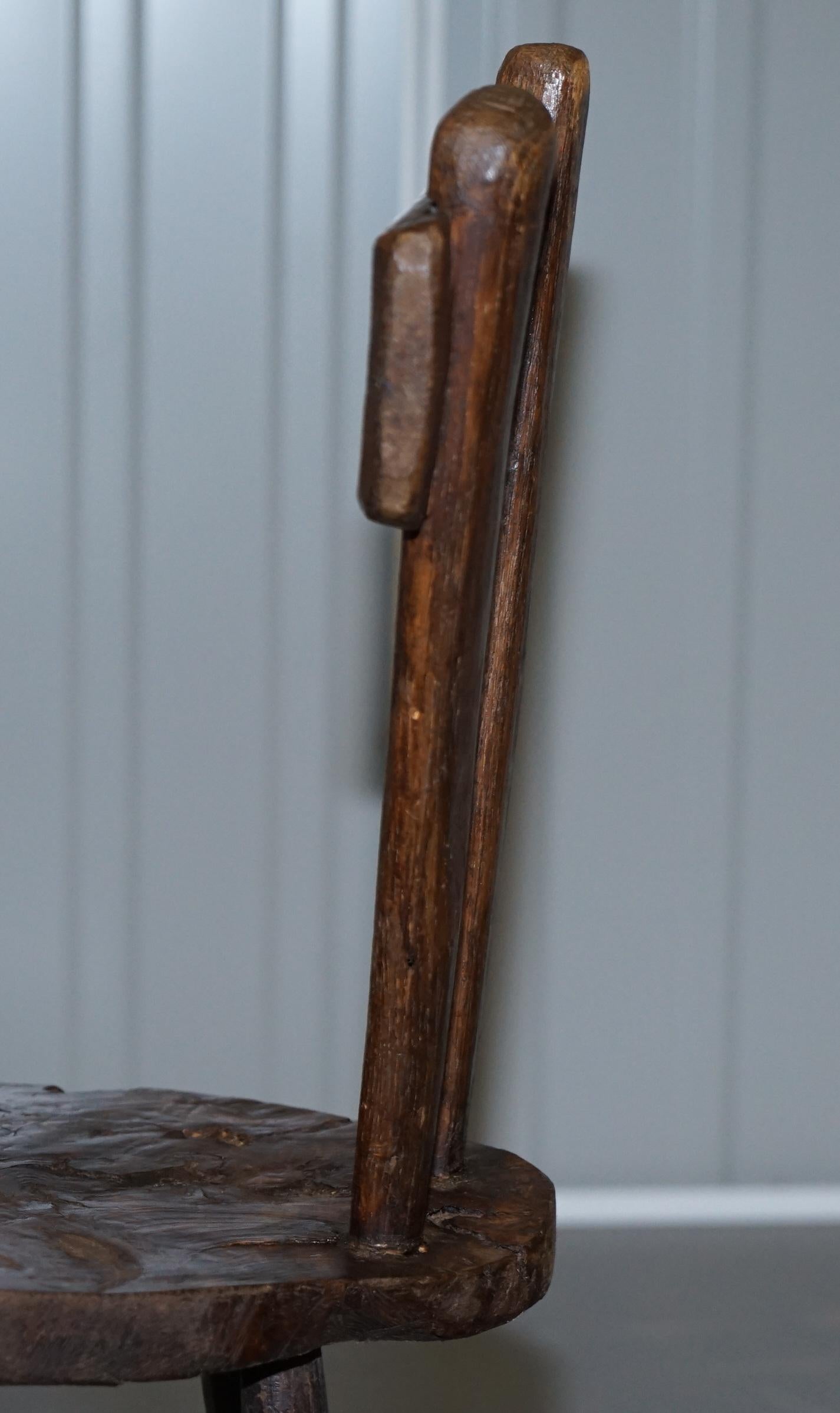 Burr Chestnut Hand Carved Primate French Milking or Children's Chair circa 1760 For Sale 10