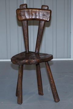 Burr Chestnut Hand Carved Primate French Milking or Children's Chair circa 1760