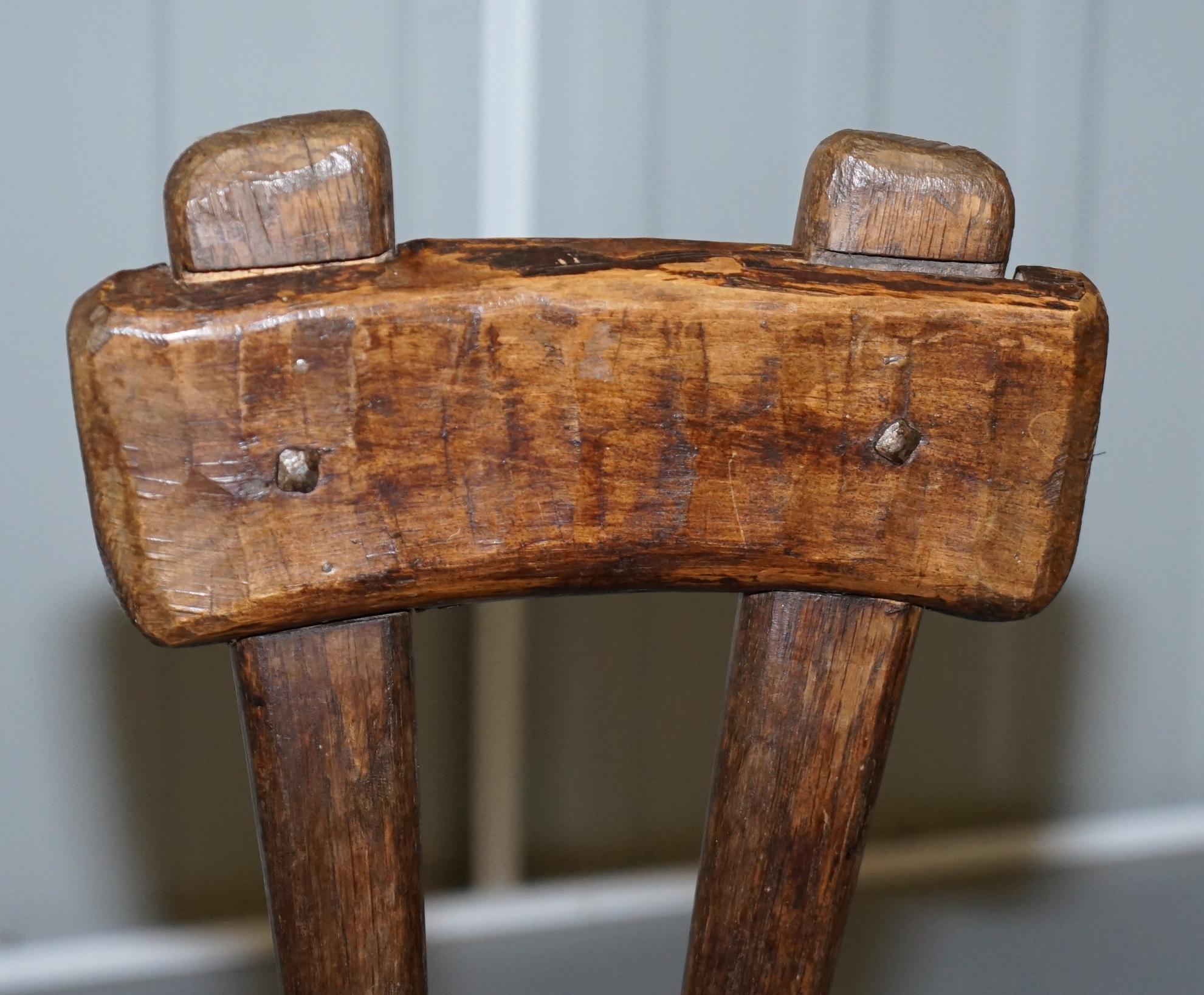 Mid-18th Century Burr Chestnut Hand Carved Primate French Milking or Children's Chair circa 1760 For Sale