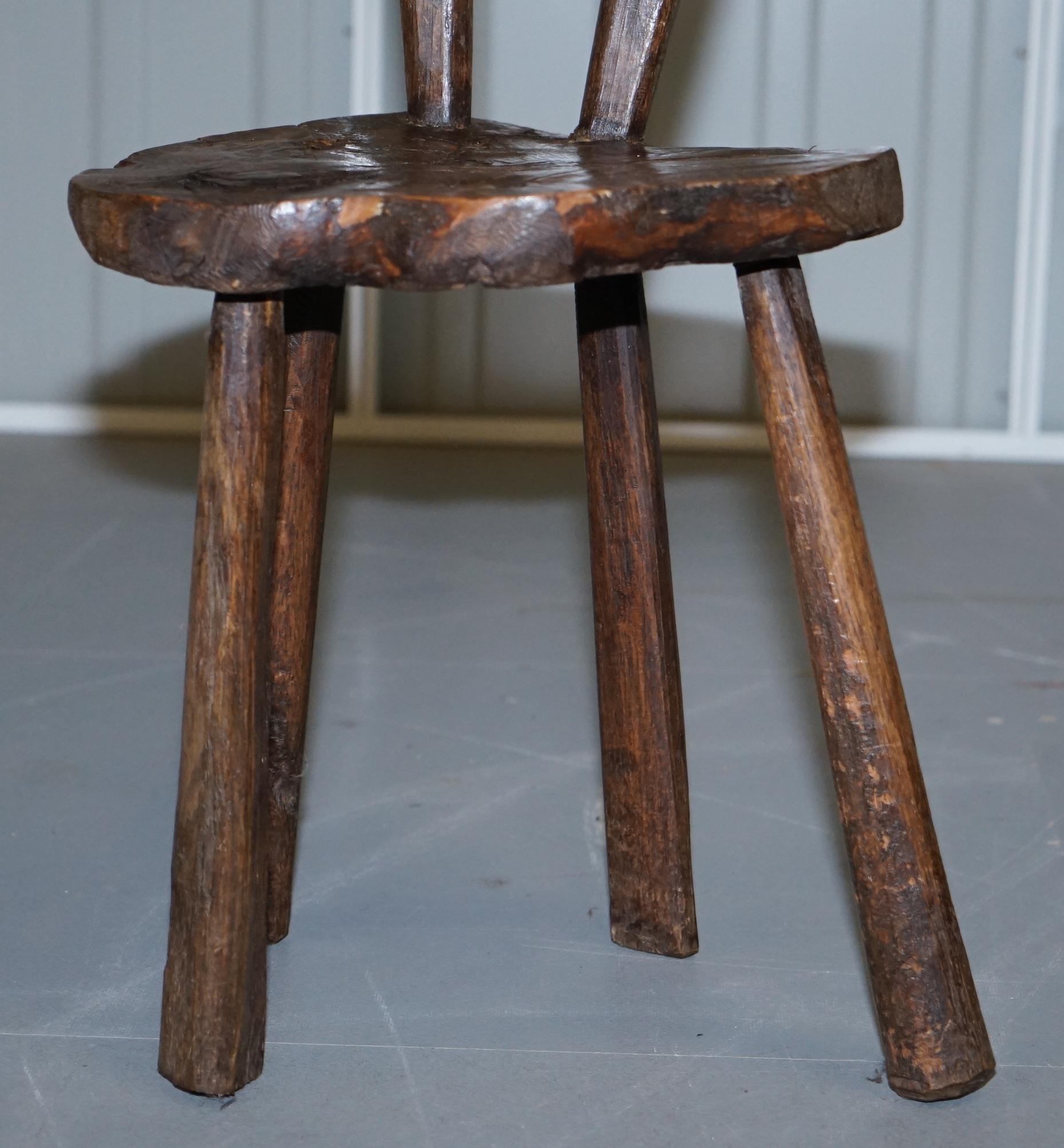Burr Chestnut Hand Carved Primate French Milking or Children's Chair circa 1760  For Sale 2