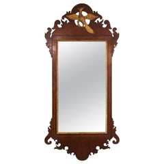Antique Circa 1760 George III Period Veneered & Parcel Gilt Mirror