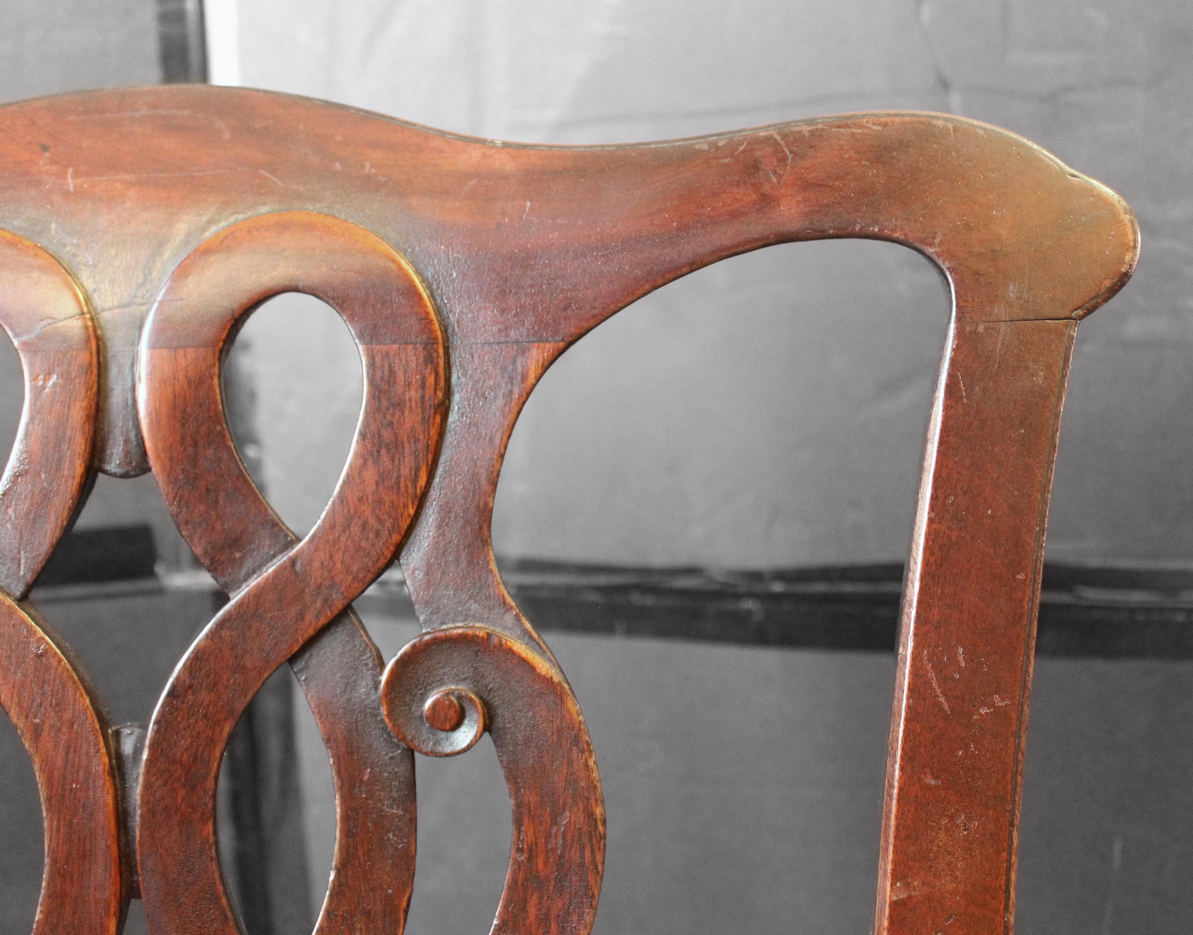 Circa 1760 Set of Four English Side Chairs with Chippendale Influence 4