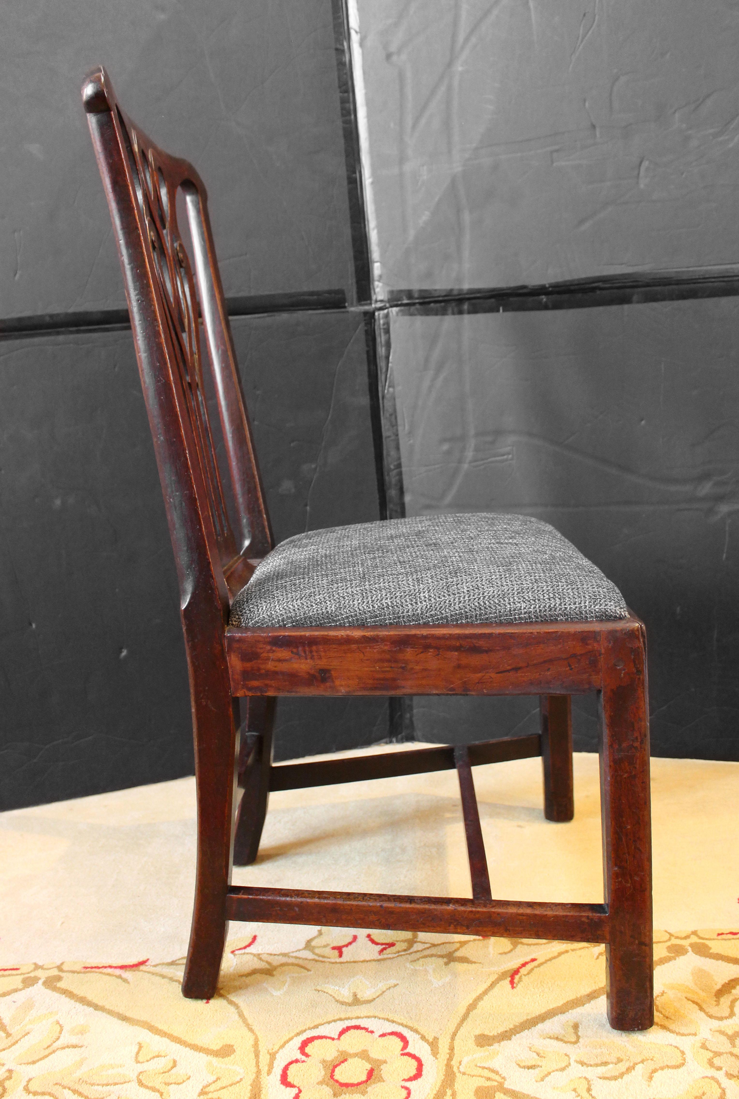 Georgian Circa 1760 Set of Four English Side Chairs with Chippendale Influence