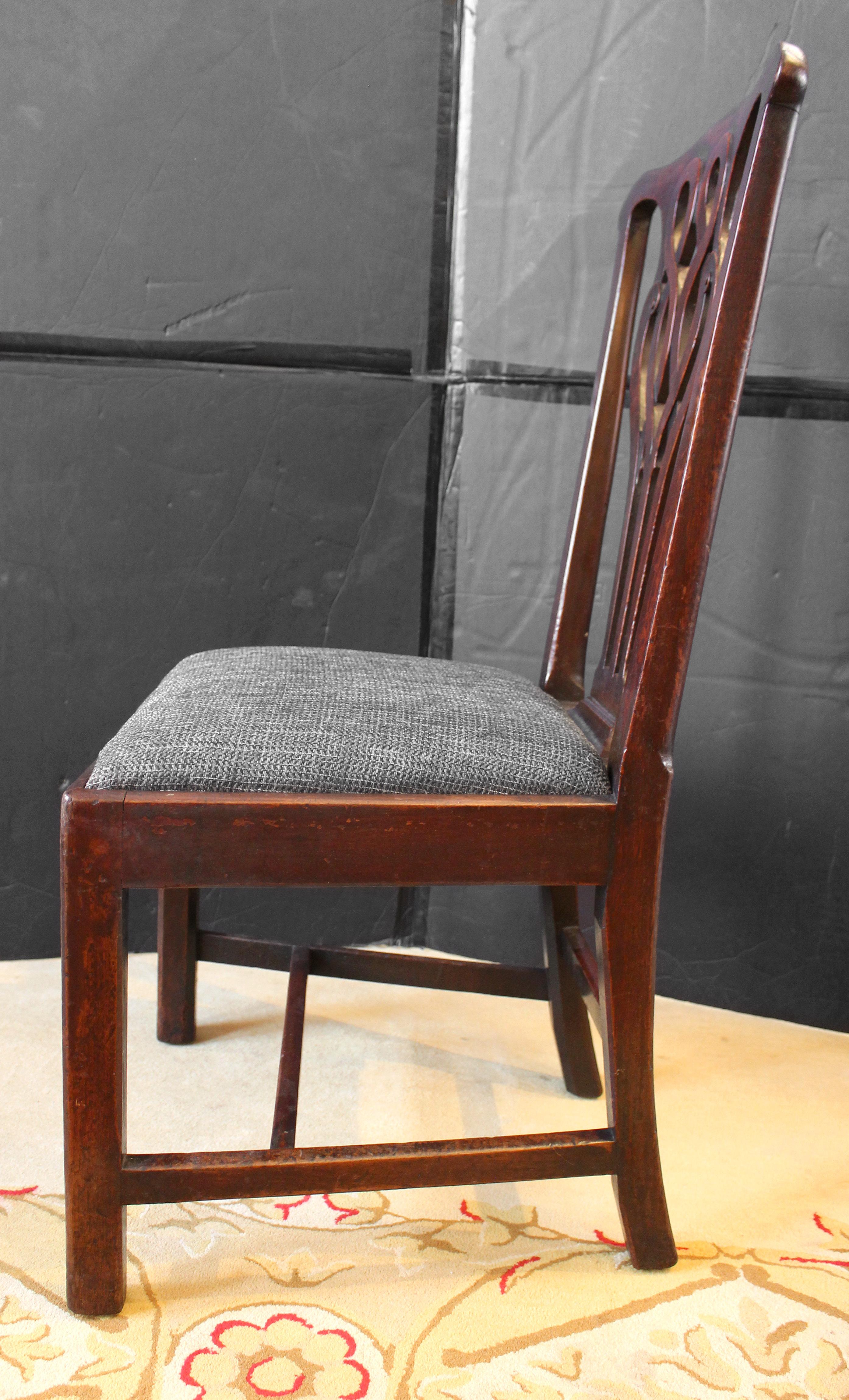 Mid-18th Century Circa 1760 Set of Four English Side Chairs with Chippendale Influence
