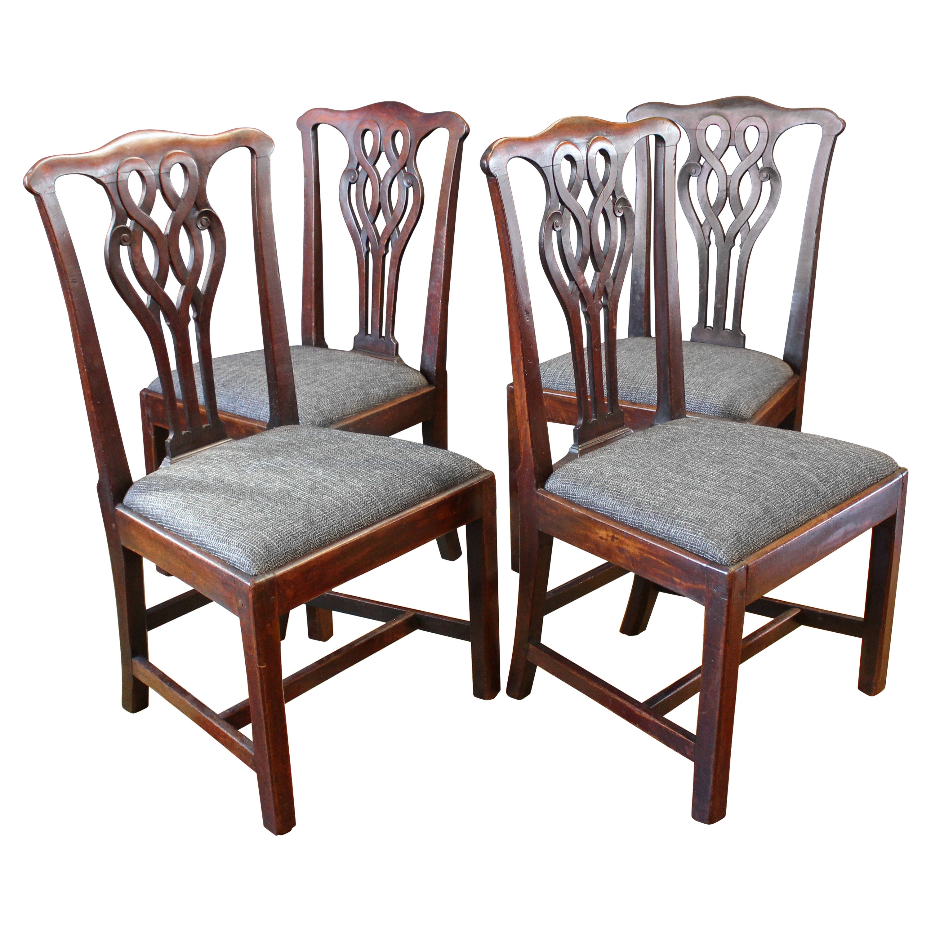 Circa 1760 Set of Four English Side Chairs with Chippendale Influence