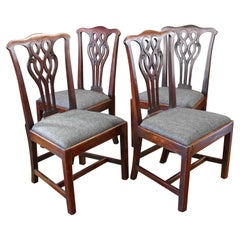 Circa 1760 Set of Four English Side Chairs with Chippendale Influence
