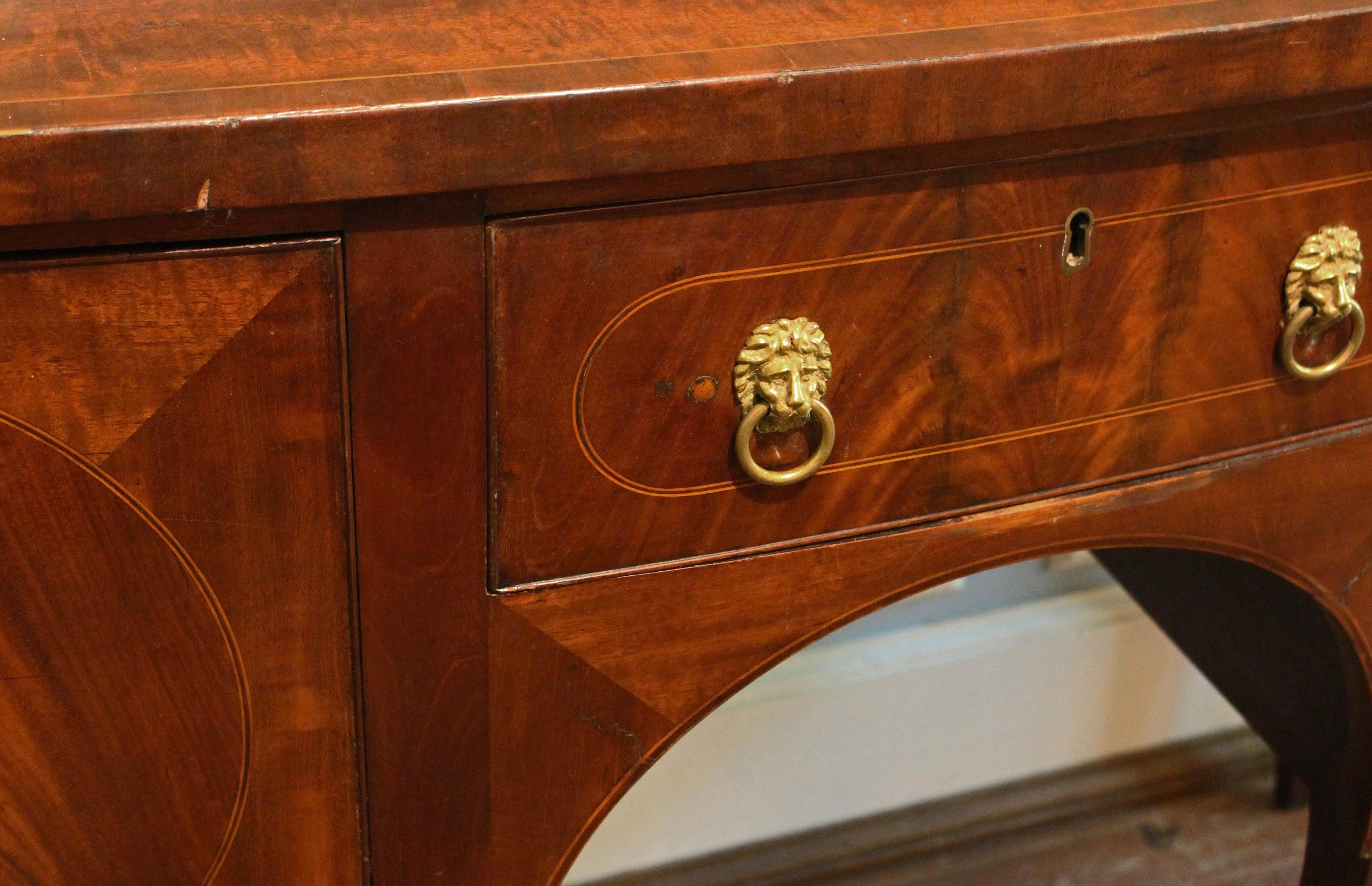 18th Century Circa 1770-90 George III Small Bowfront Sideboard For Sale