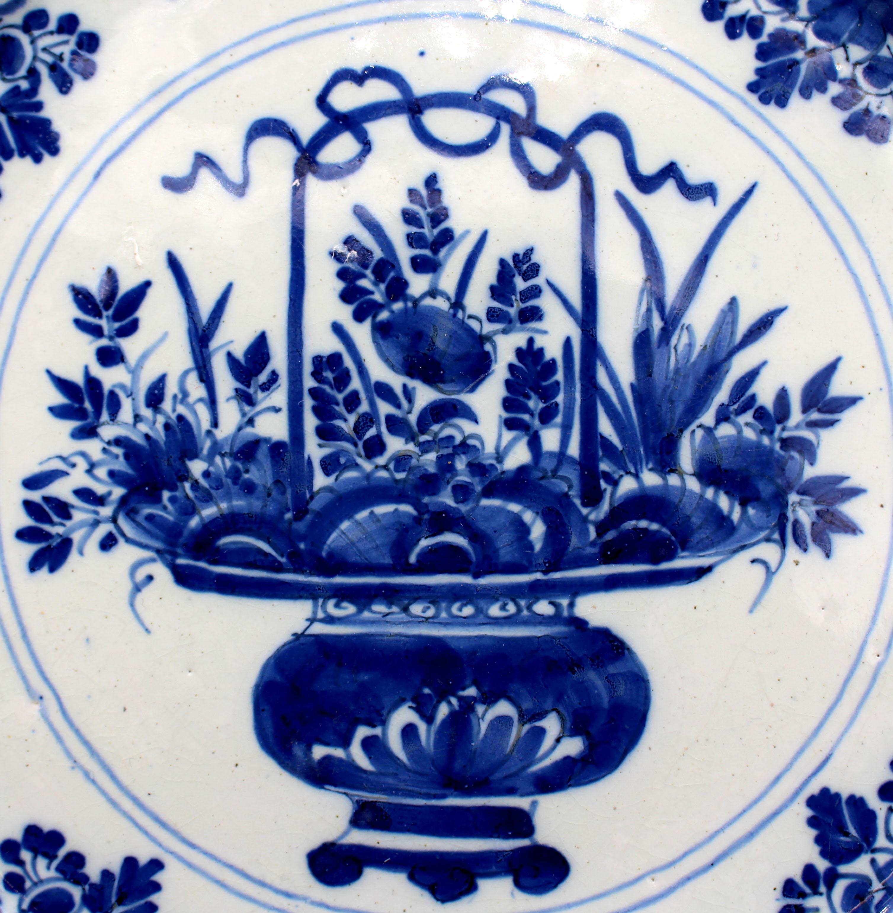 Late 18th Century Circa 1770 Delft Blue & White Plate For Sale
