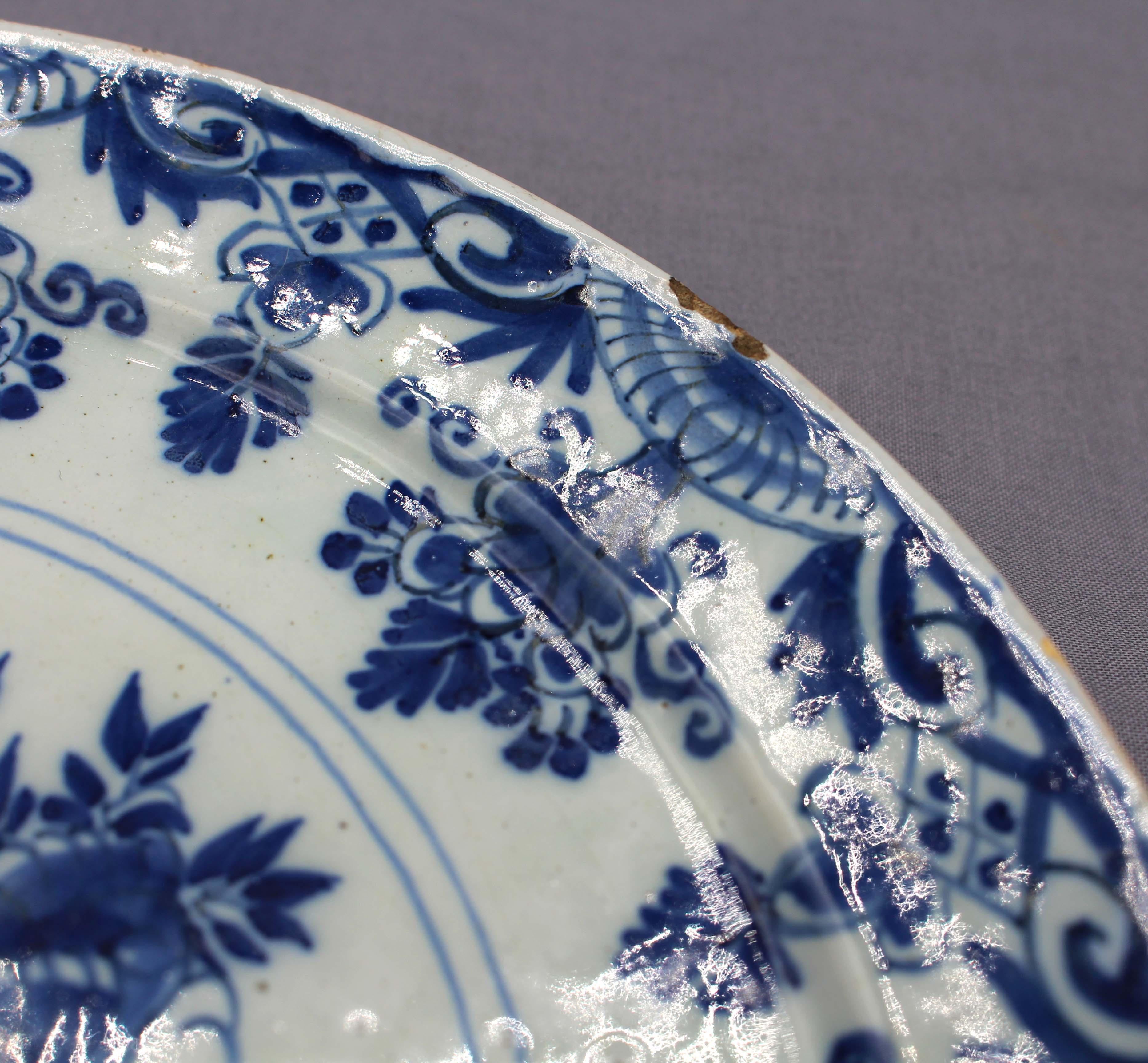 Ceramic Circa 1770 Delft Blue & White Plate For Sale