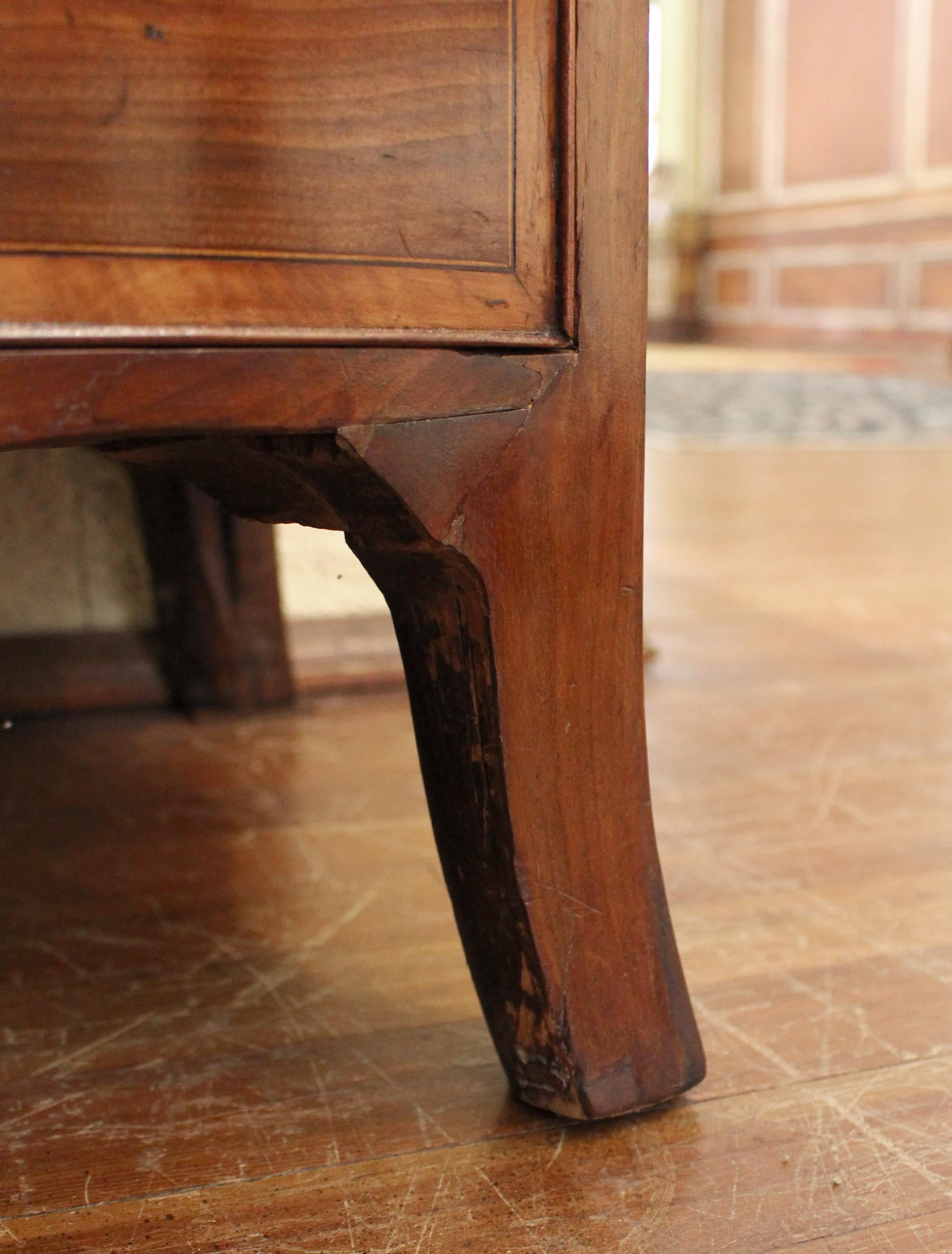 Circa 1770 English Bowfront Chest of 3 Drawers 4