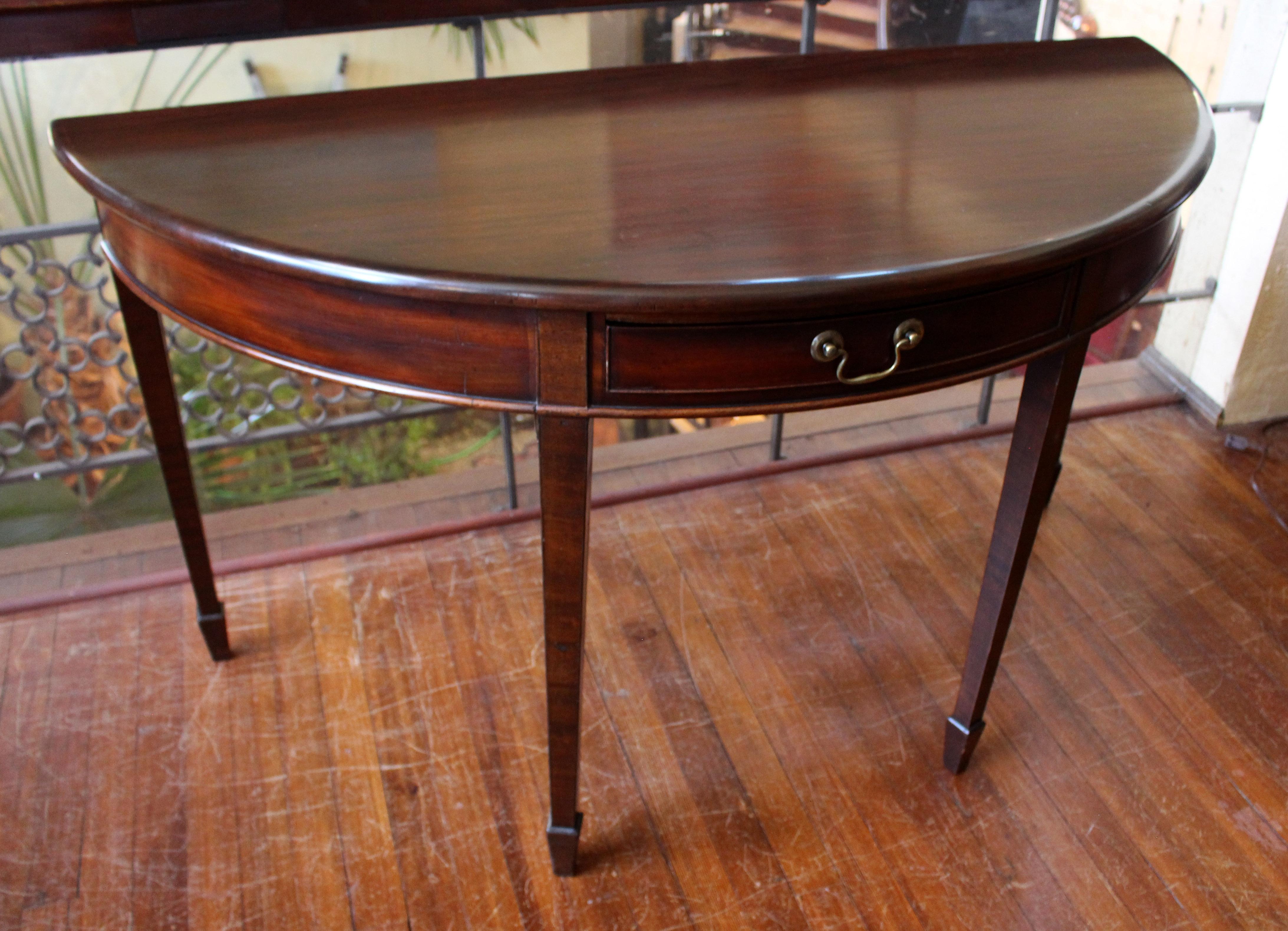 Georgian Circa 1770, Neoclassical Demilune Console Table