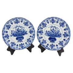 Circa 1770 Pair of Delft Floral Plates