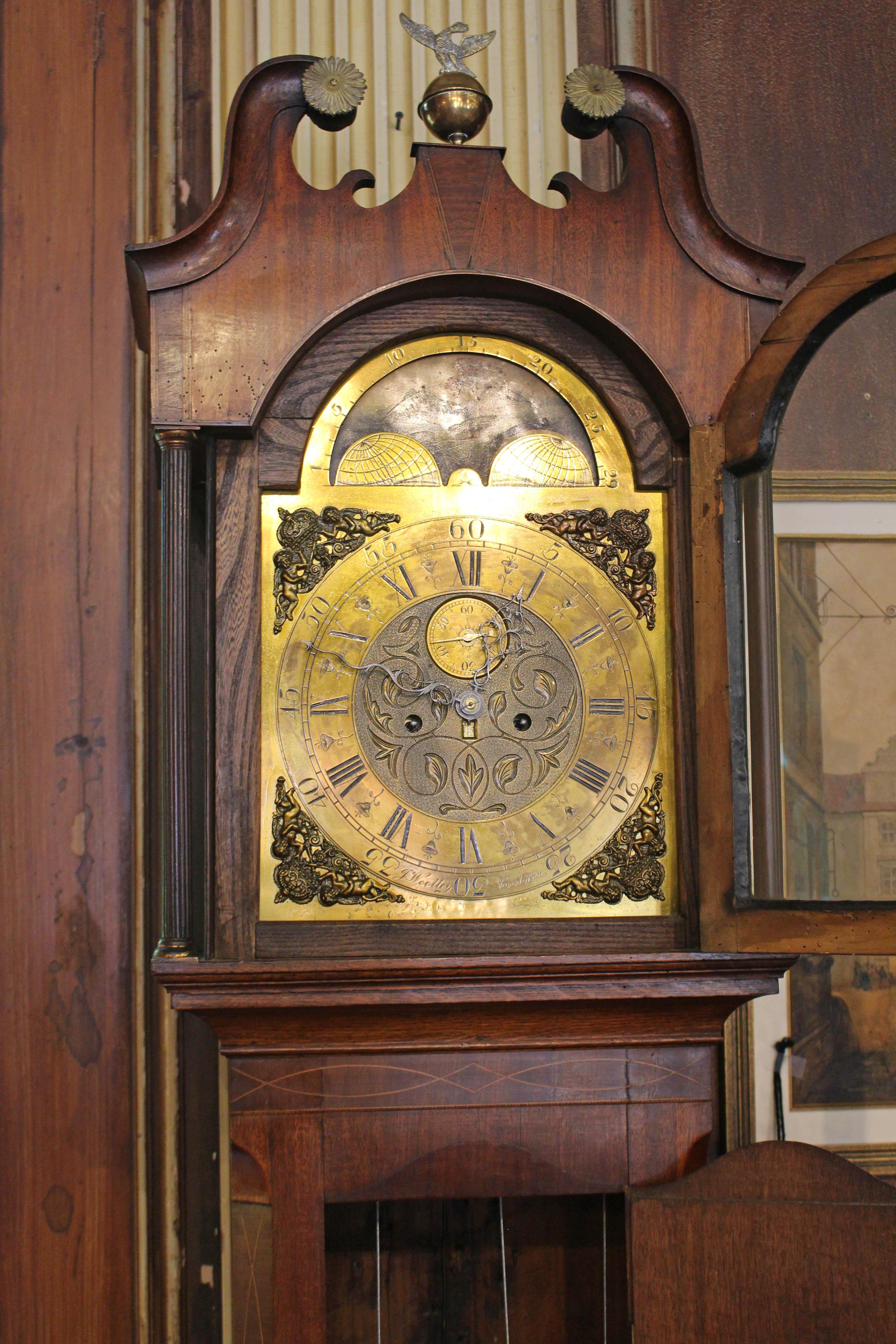 Circa 1770s English George III Period Tall Case Clock by James Woolley For Sale 2