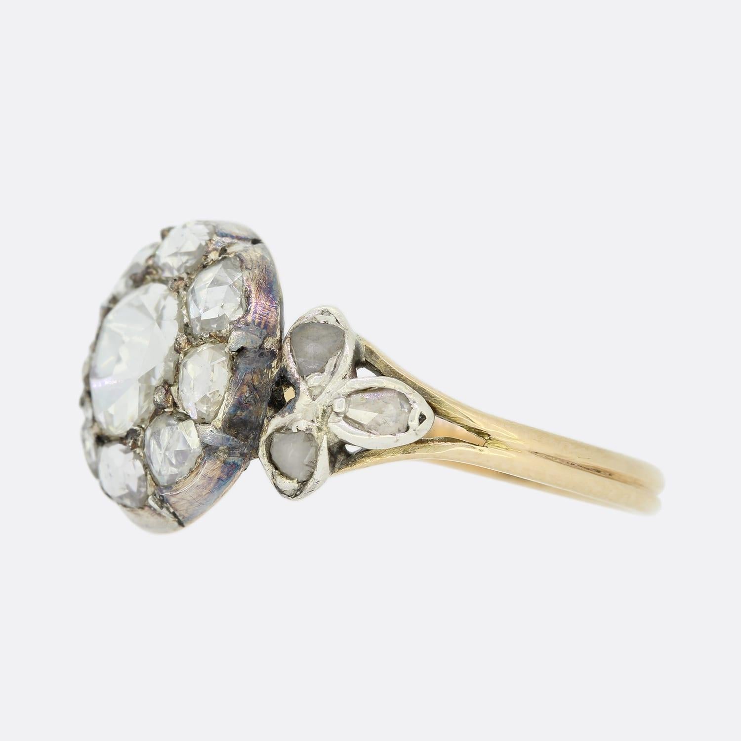 Circa 1770s Georgian Rose Cut Diamond Cluster Ring In Good Condition In London, GB
