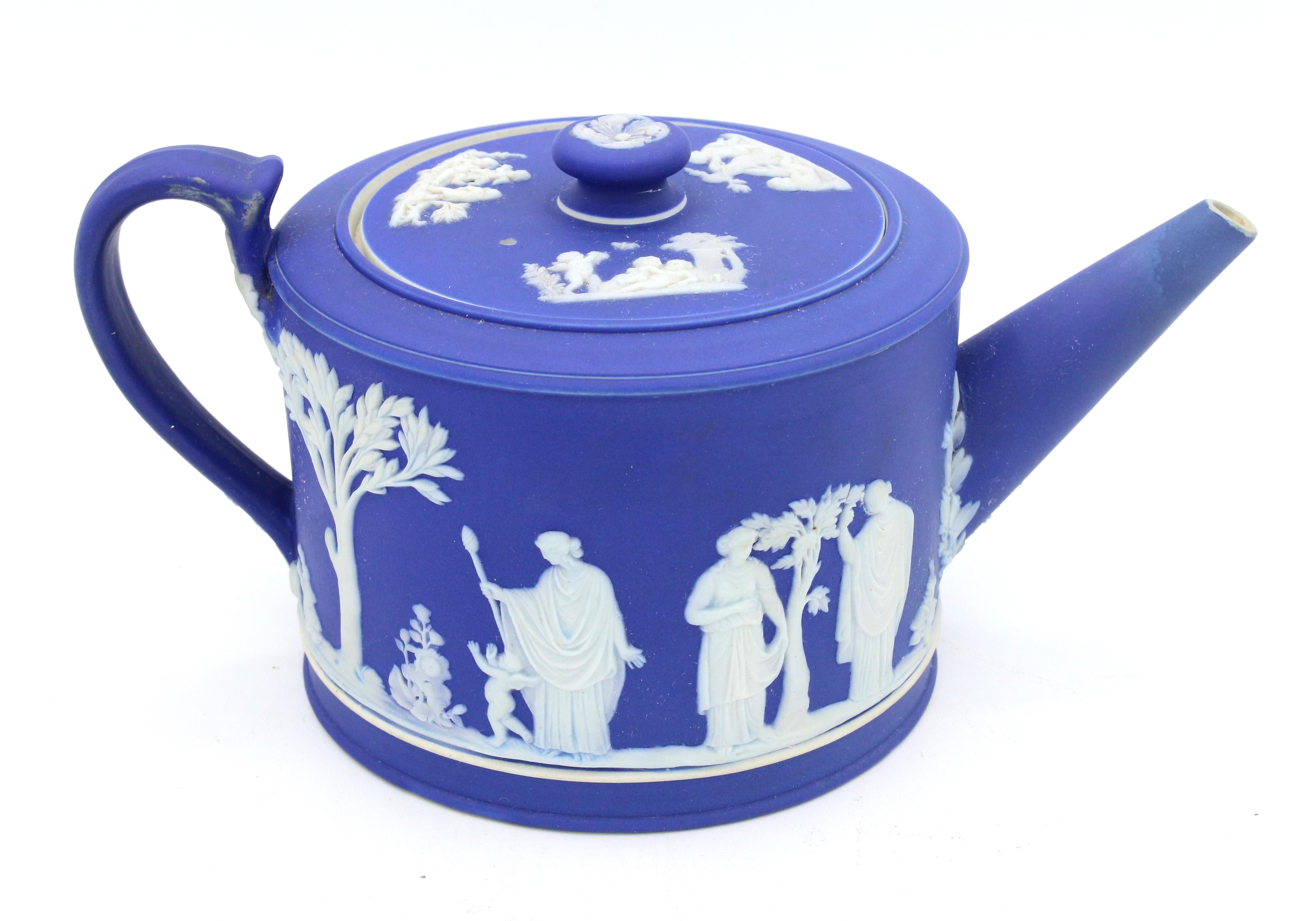 wedgwood teapot blue and white