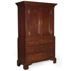 Circa 1780 American Chippendale Antique Walnut Linen Press Chest of Drawers