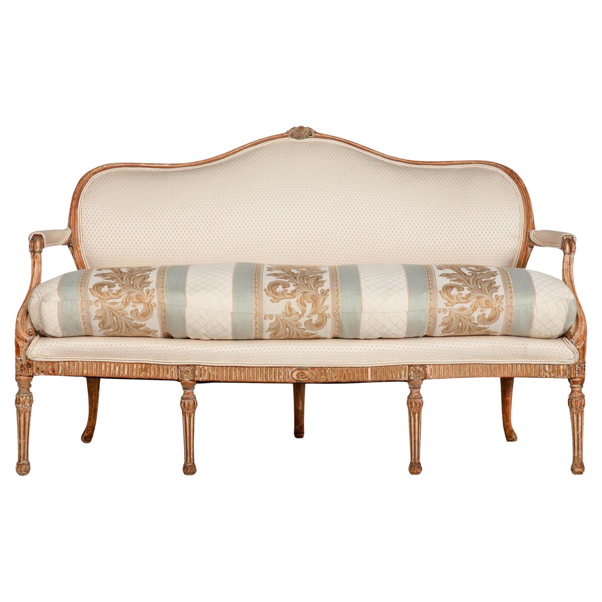 Circa 1780 Antique French Louis XVI Carved Settee Sofa Canapé For Sale