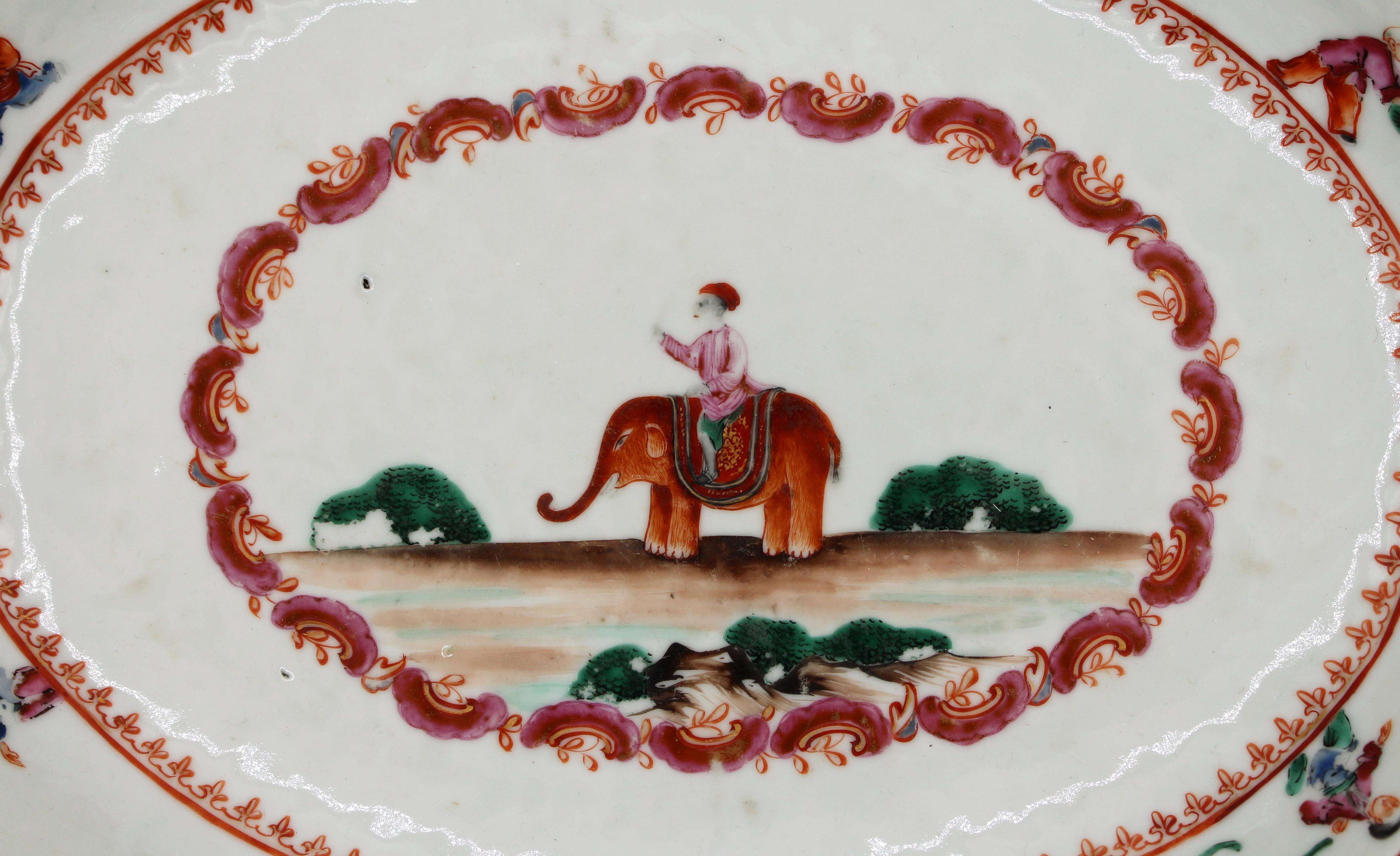 Plat à légumes chinois « Elephant & Mahout » datant d'environ 1780 Bon état - En vente à Chapel Hill, NC