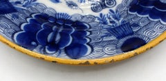 Circa 1780 Dutch Delft Peacock Feather Spray Plate in Urn Blue & White