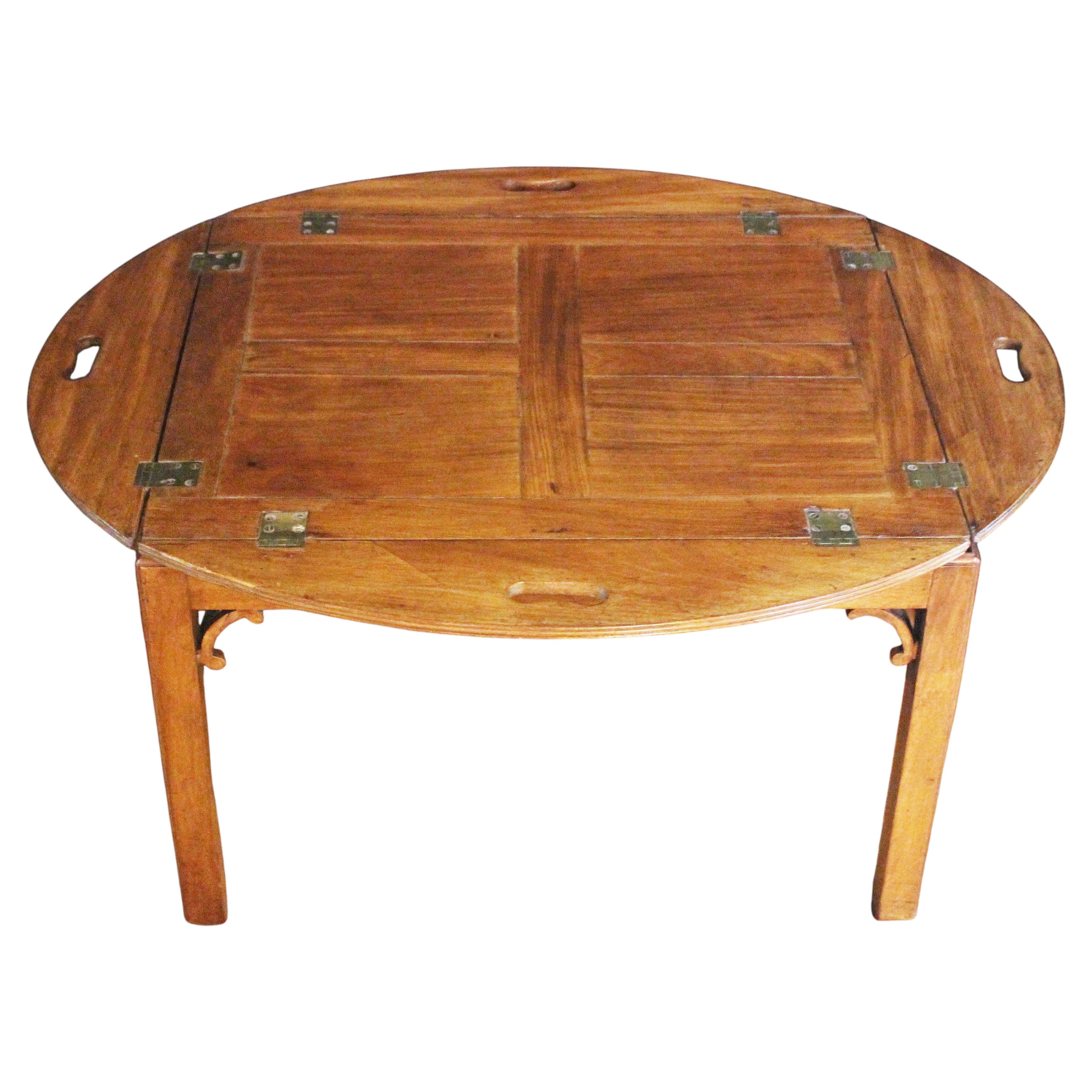 Circa 1780 English Butler's Tray on Custom Coffee Table Stand