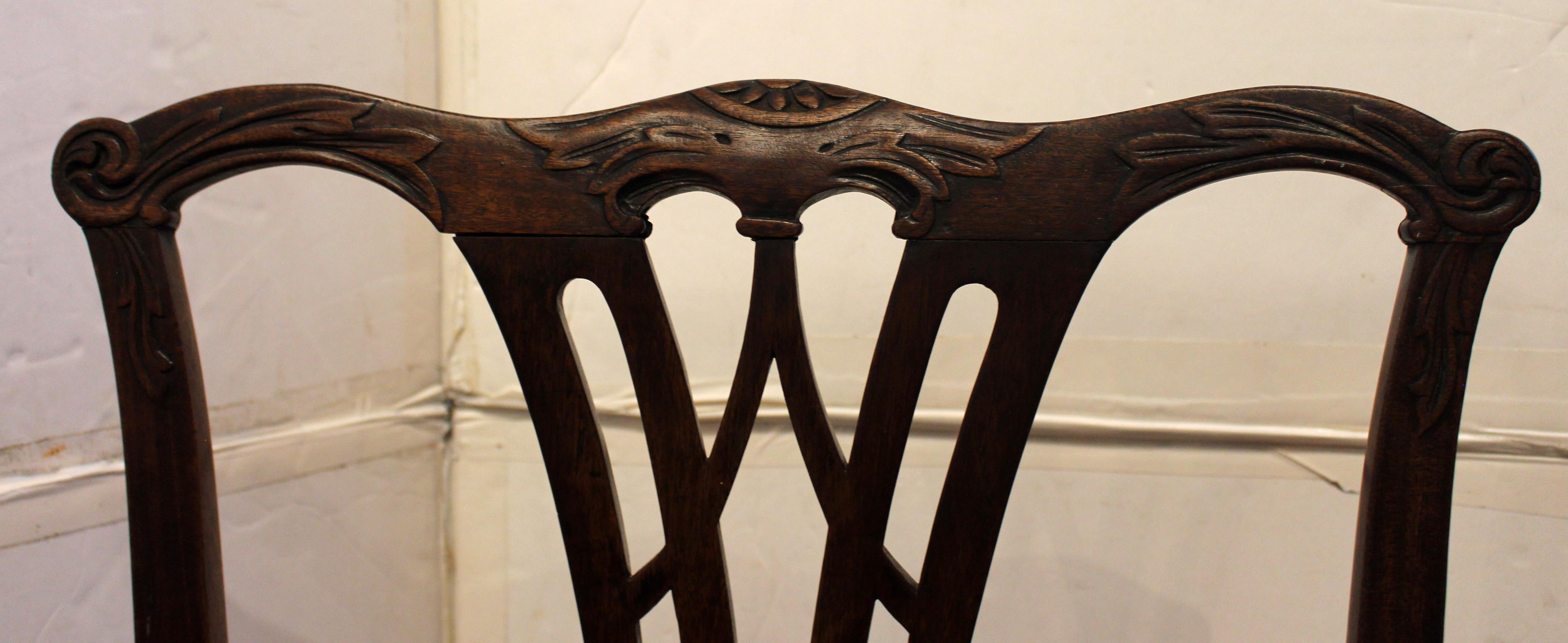 Circa 1780 English George III Carved & Inlaid Side Chair In Good Condition For Sale In Chapel Hill, NC