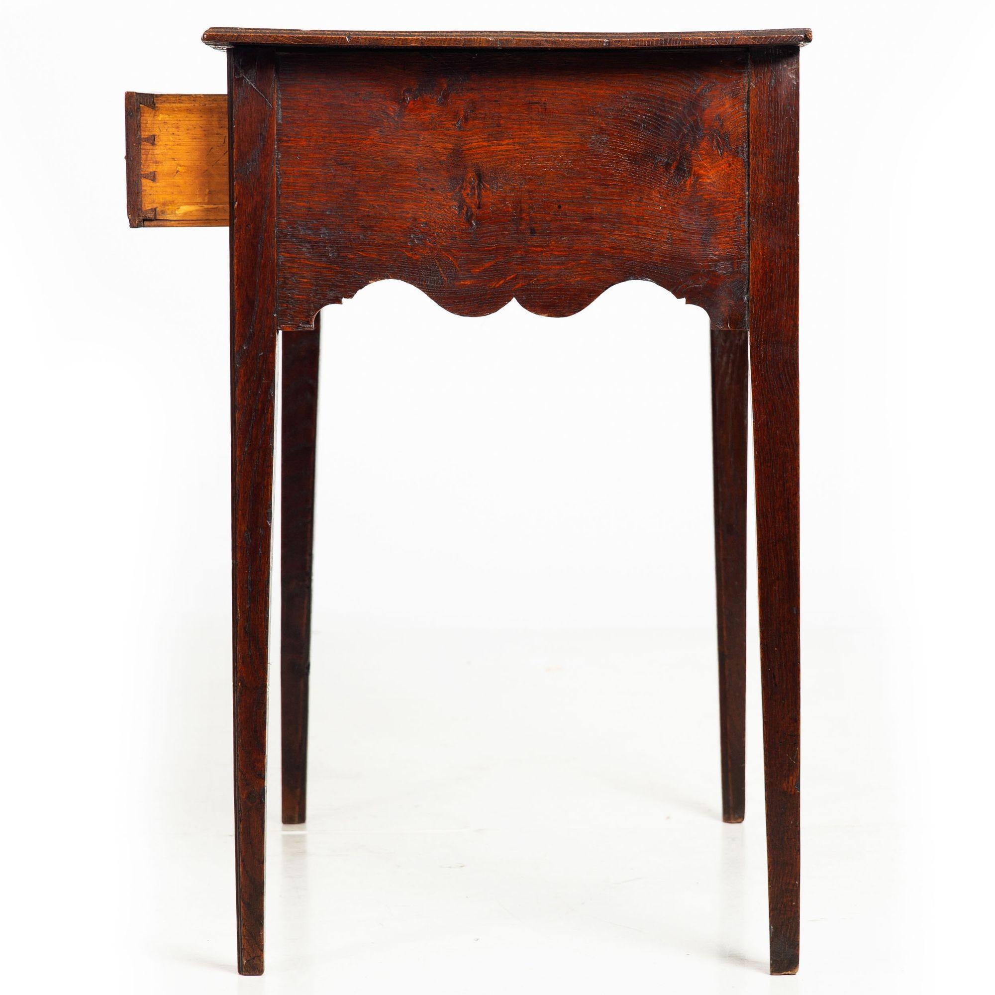 18th Century and Earlier Circa 1780 English George III Patinated Oak Antique Writing Table For Sale