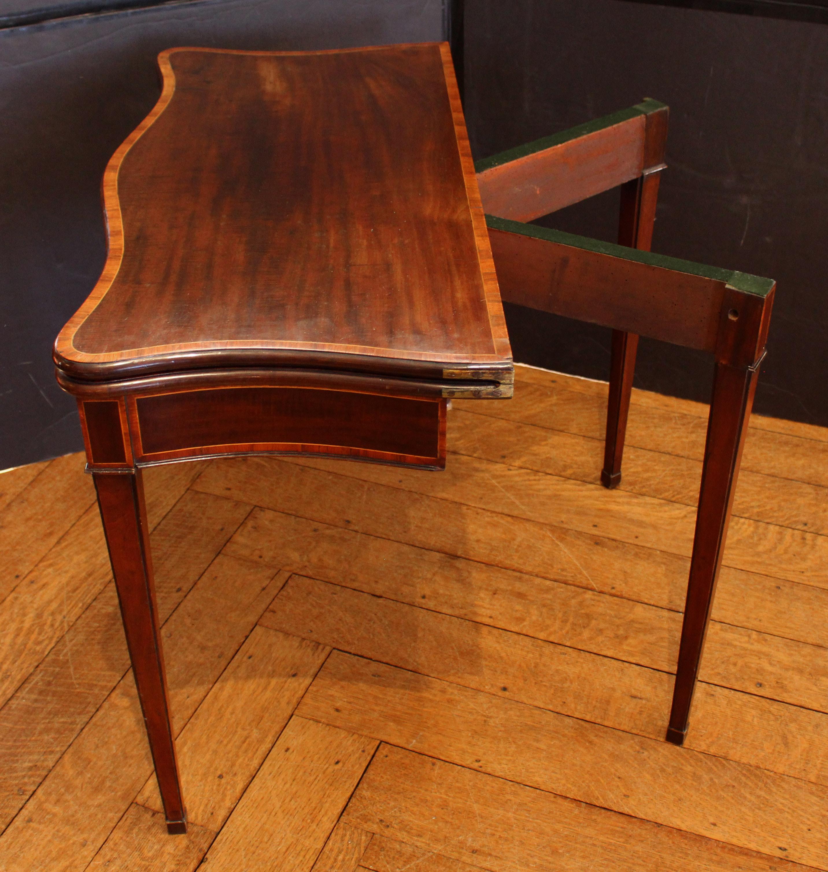 Late 18th Century Circa 1780 English George III Serpentine Form Games Table For Sale