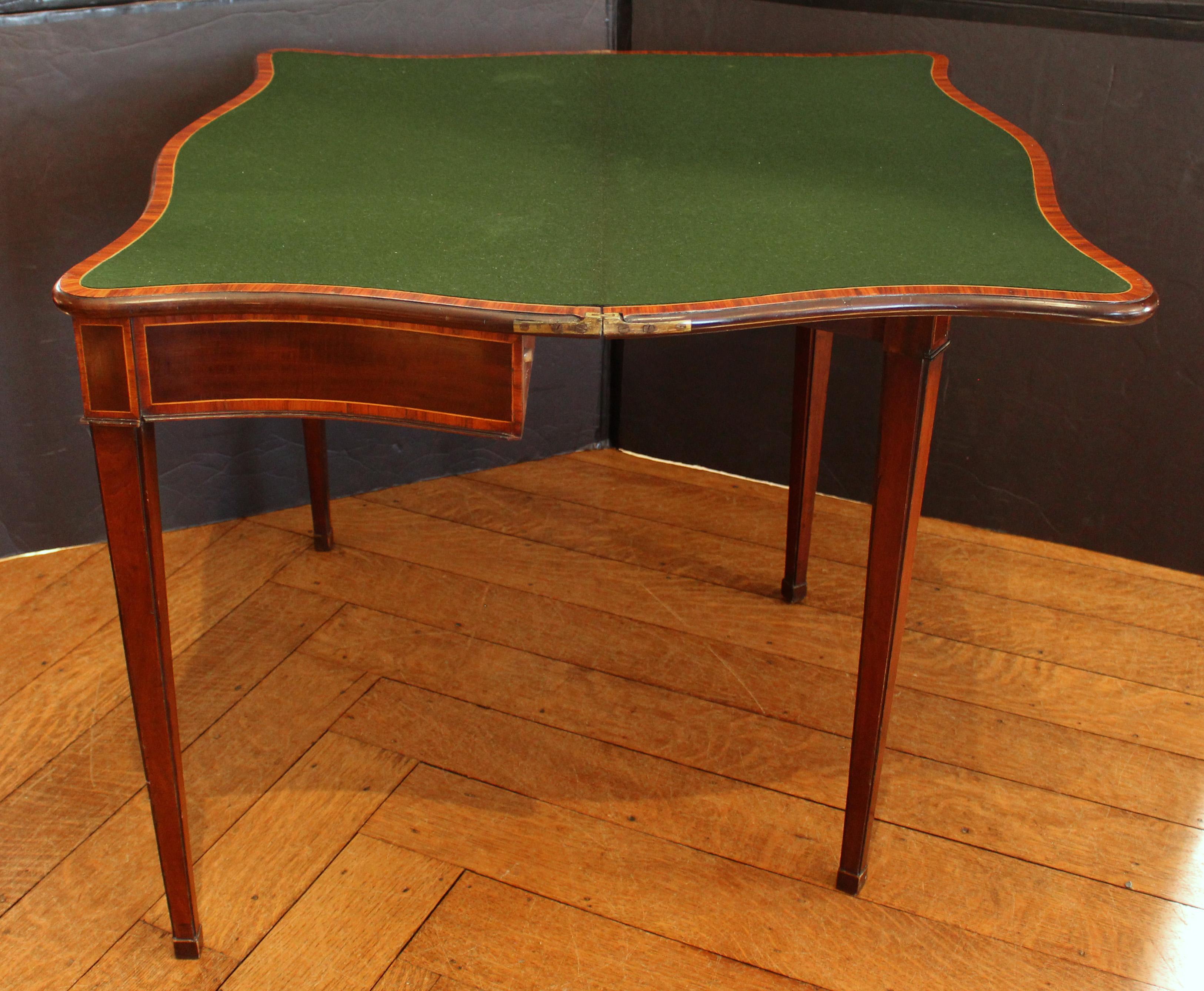 Felt Circa 1780 English George III Serpentine Form Games Table For Sale